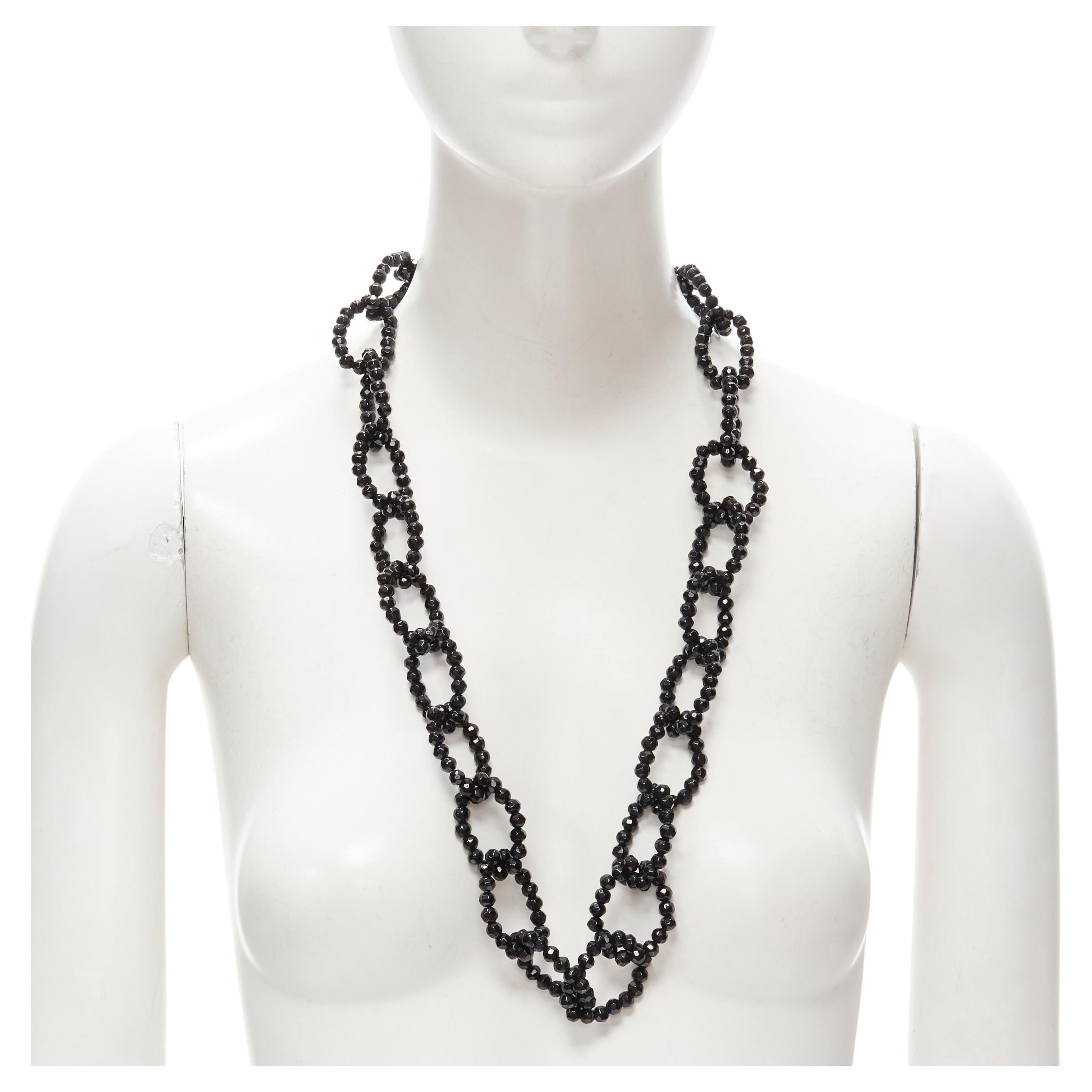 LEE ANGEL Collar largo de gran tamaño con cadena de lazo de cuentas negras