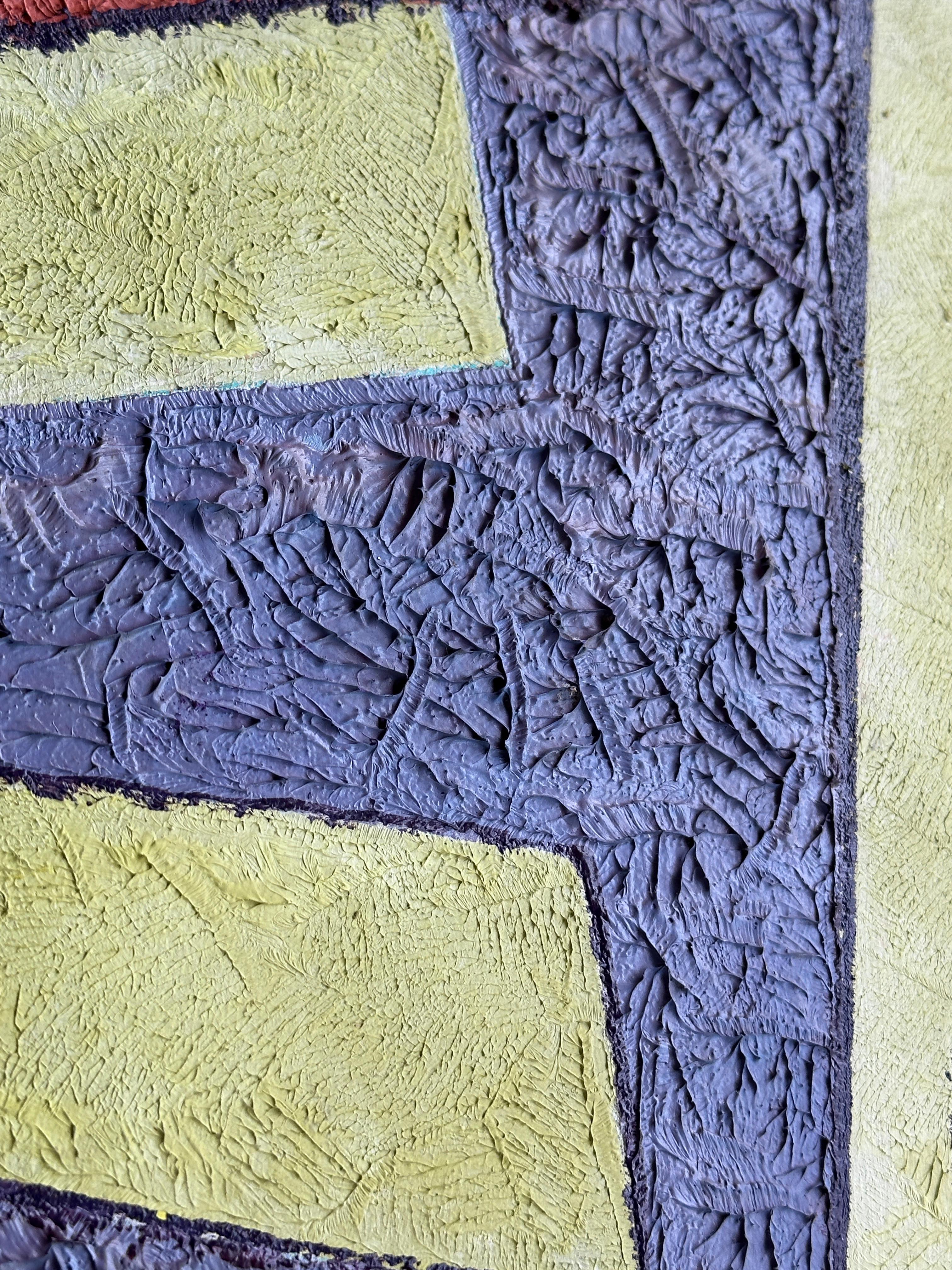 Midcentury Colorful Abstract Oil on Wood Panel by Lee Applegate For Sale 16