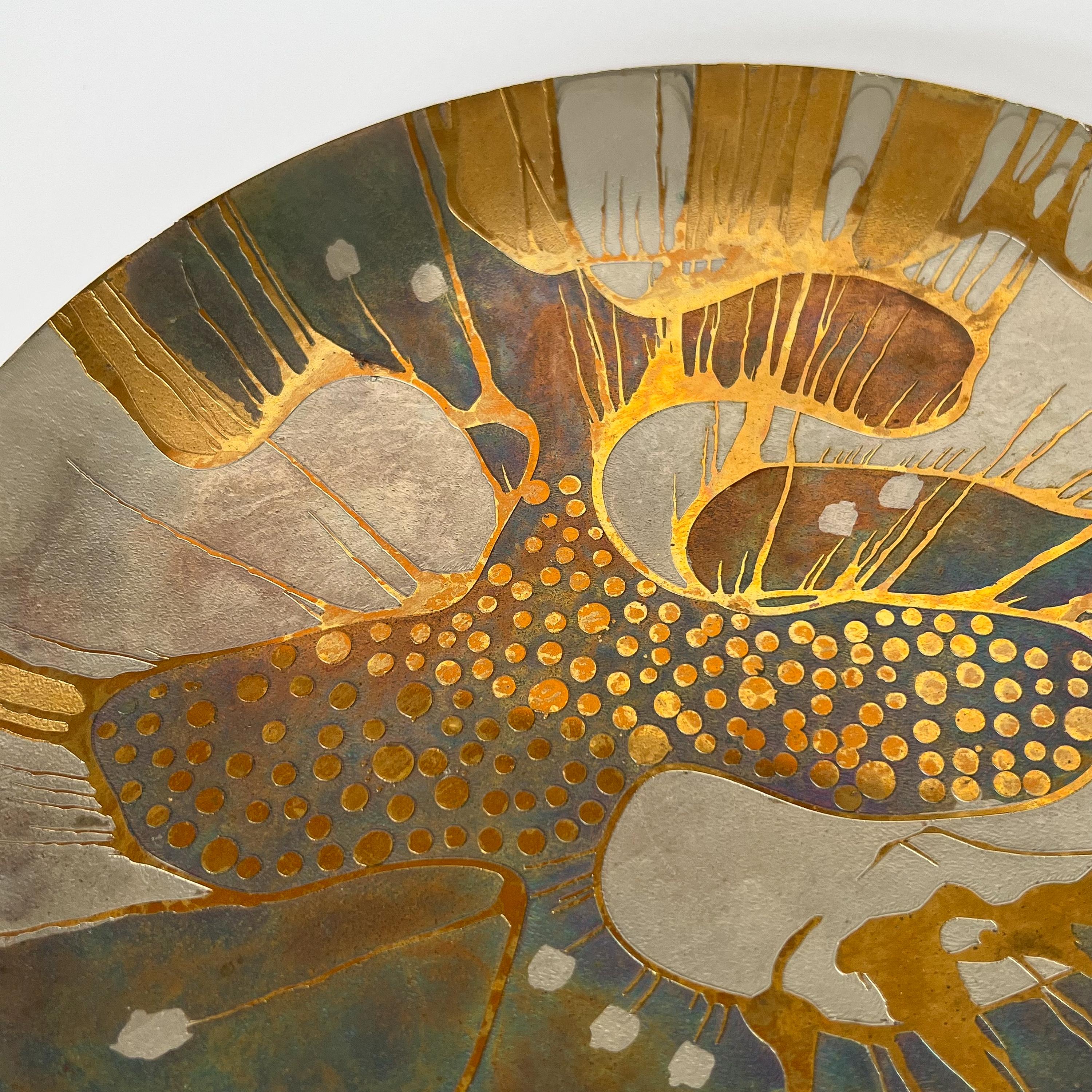 Lee Barnes Peck Abstract Brass Multi Colored Copper Plate 4