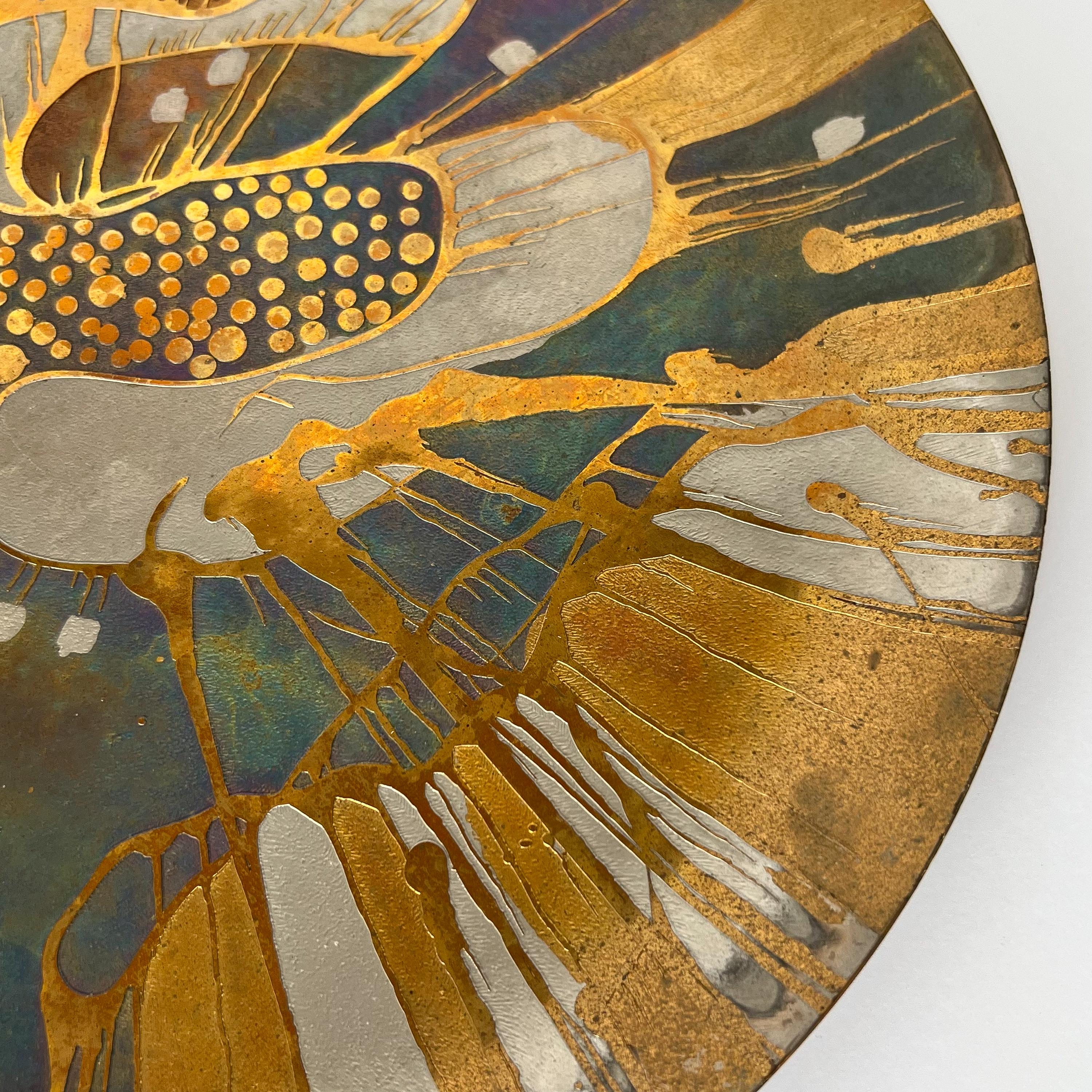 Lee Barnes Peck Abstract Brass Multi Colored Copper Plate 5