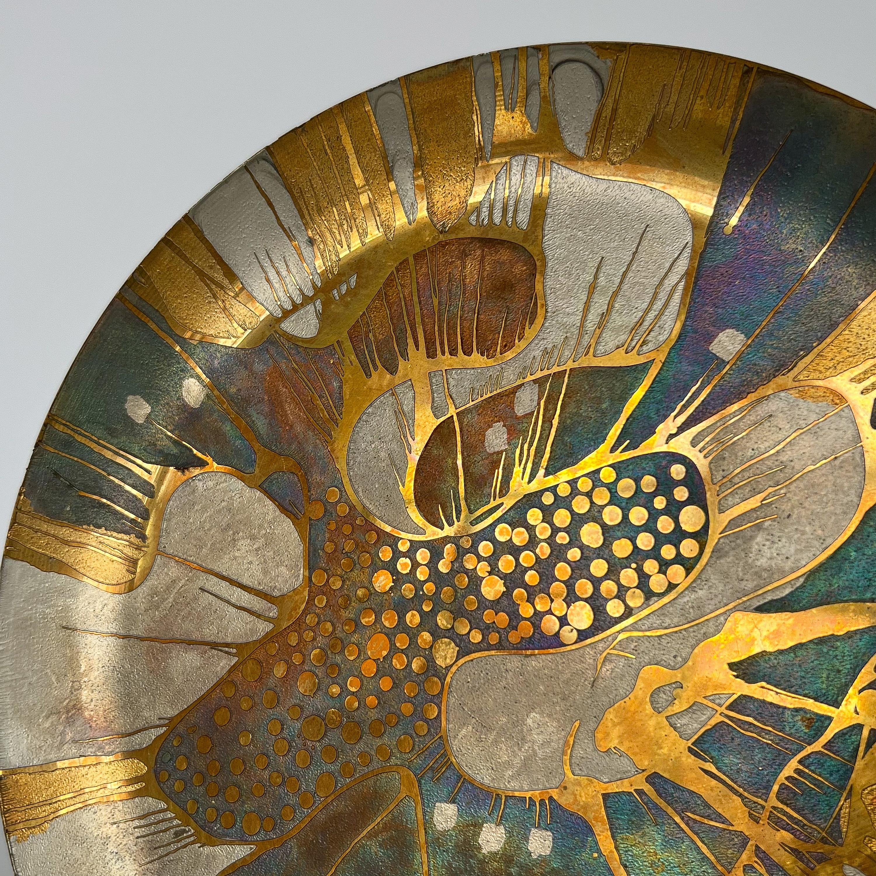 Lee Barnes Peck Abstract Brass Multi Colored Copper Plate 1