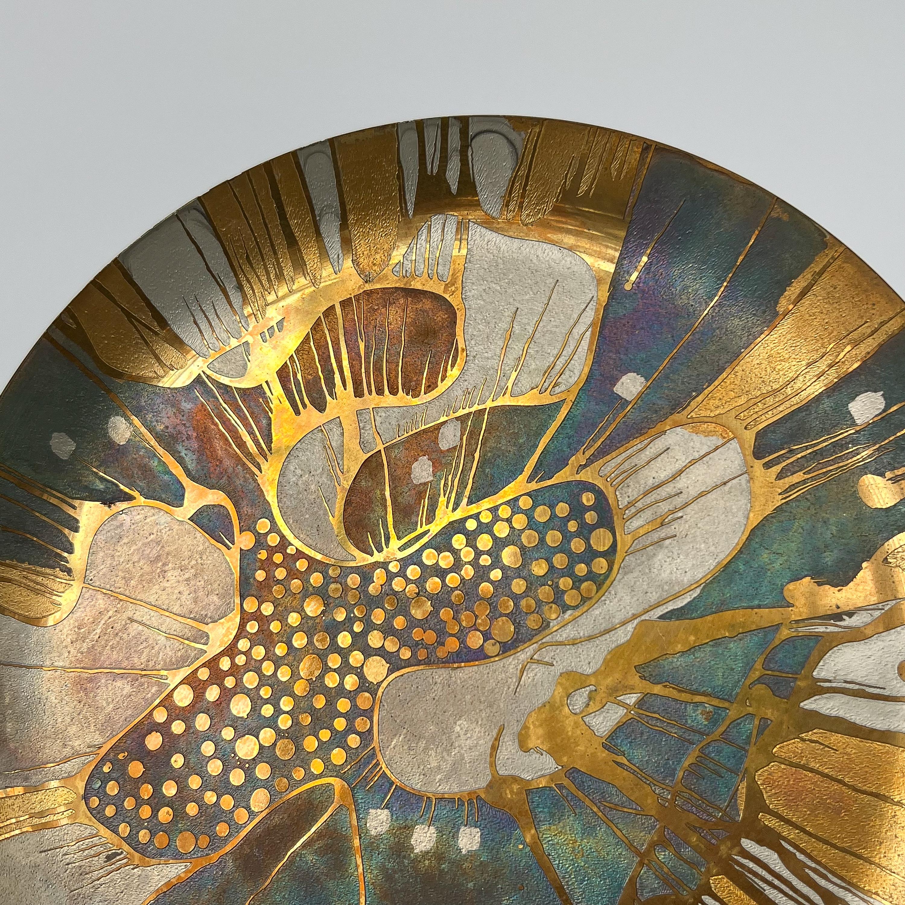 Lee Barnes Peck Abstract Brass Multi Colored Copper Plate 2