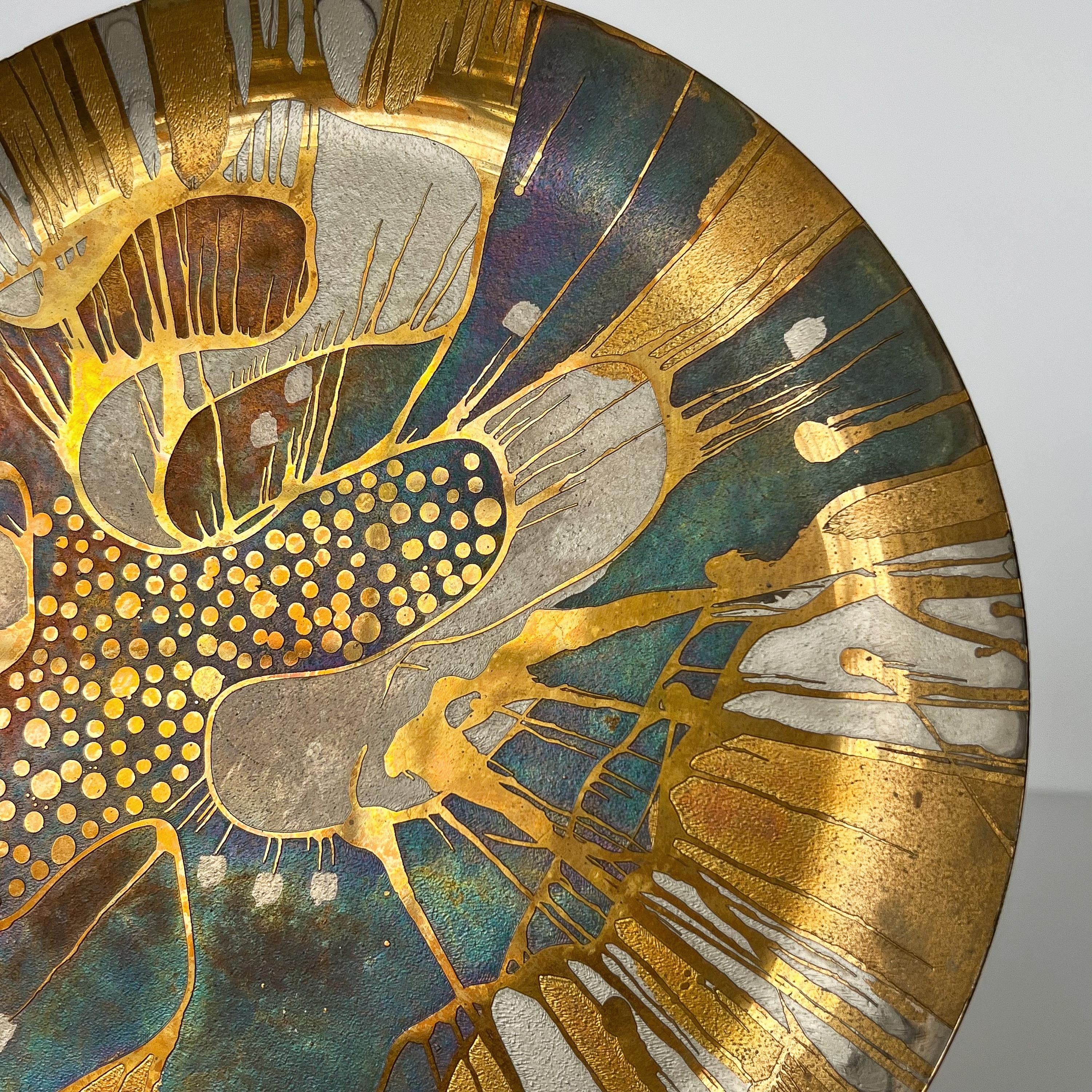 Lee Barnes Peck Abstract Brass Multi Colored Copper Plate 3