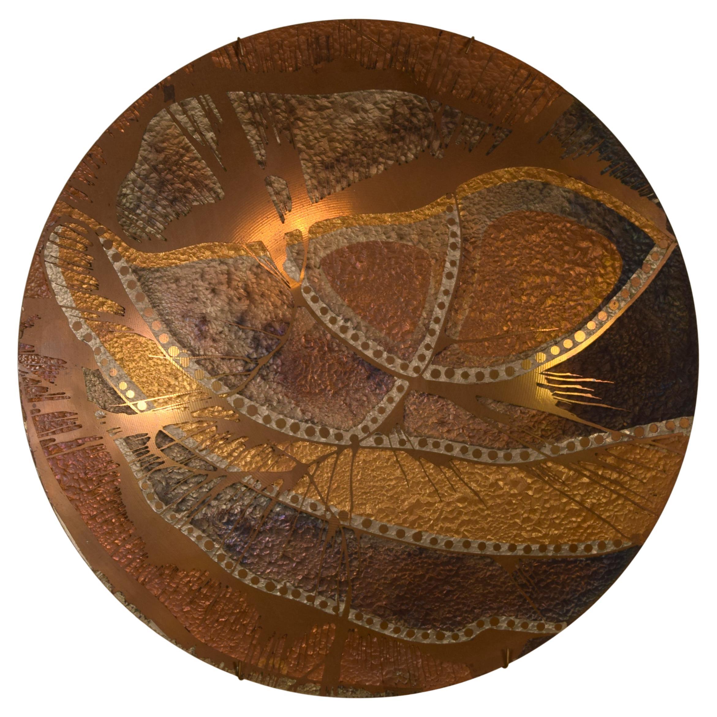 Assiette en bronze abstrait gravée et gravée Lee Barnes Peck