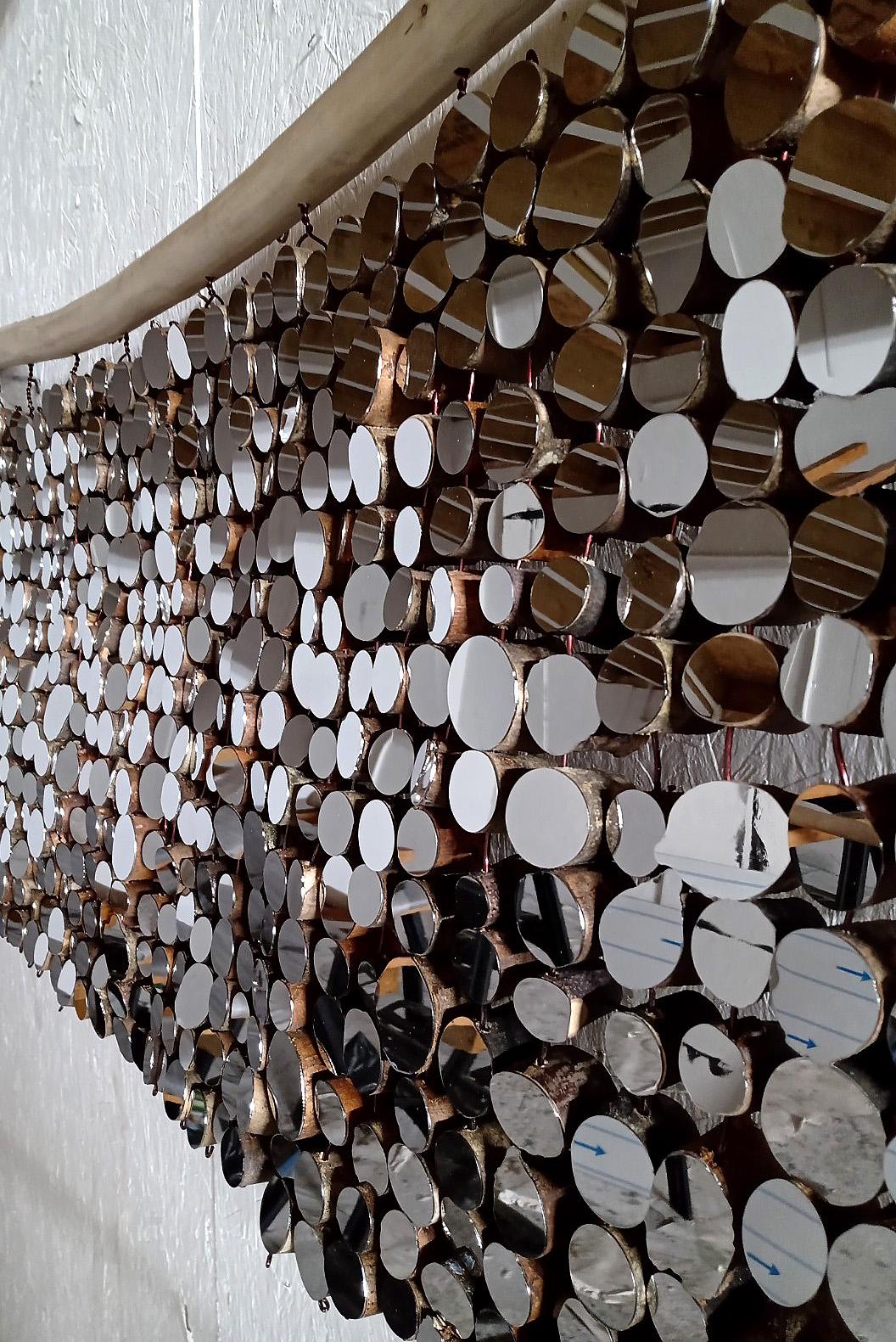 Landscape Mirror Tapestry 2: Sculptural Wall Hanging of Mirrors and Fallen Wood - Sculpture by Lee Borthwick