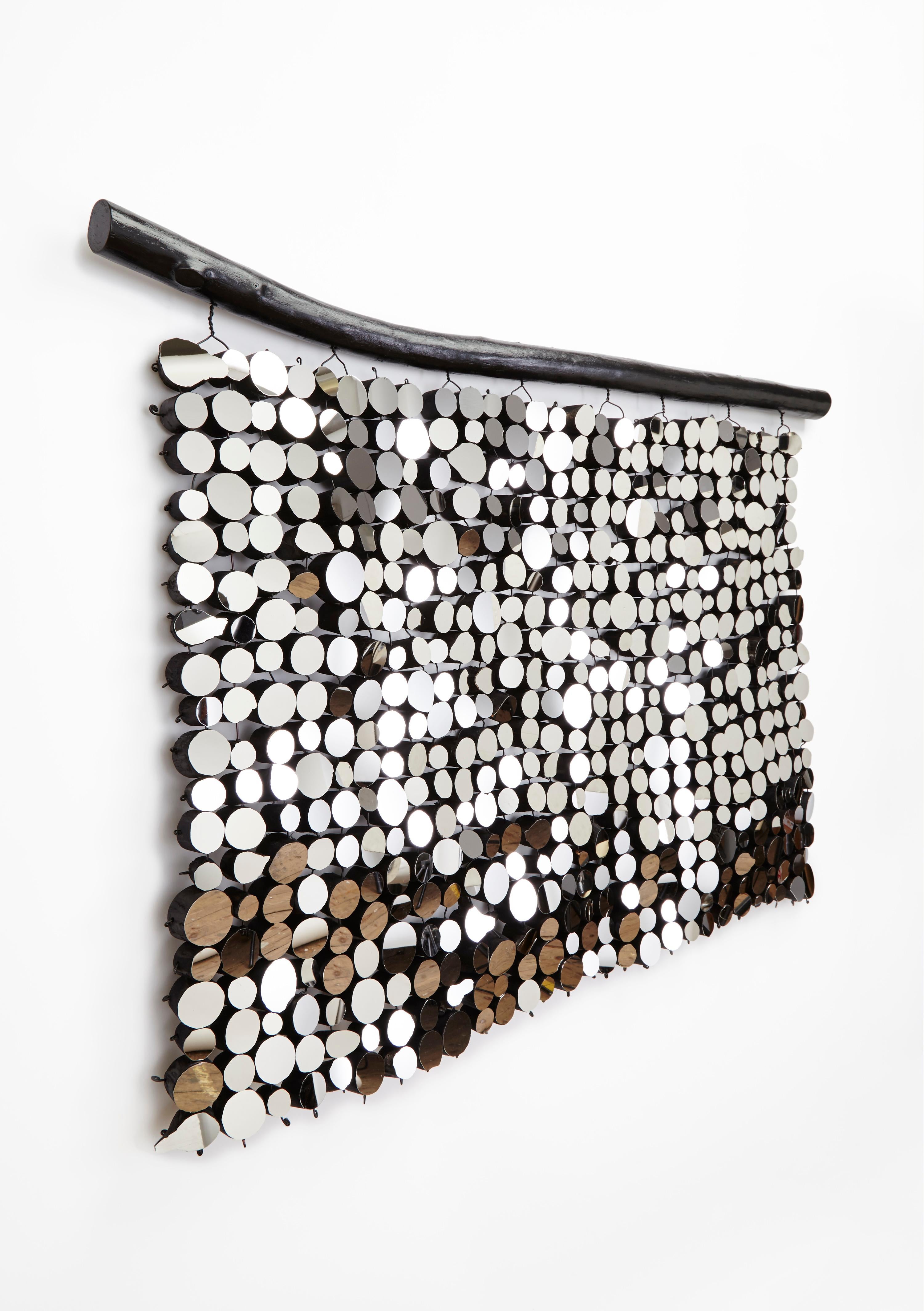 Landscape Mirror Tapestry: A Sculptural Wall Hanging of Mirrors and Fallen Wood - Sculpture by Lee Borthwick