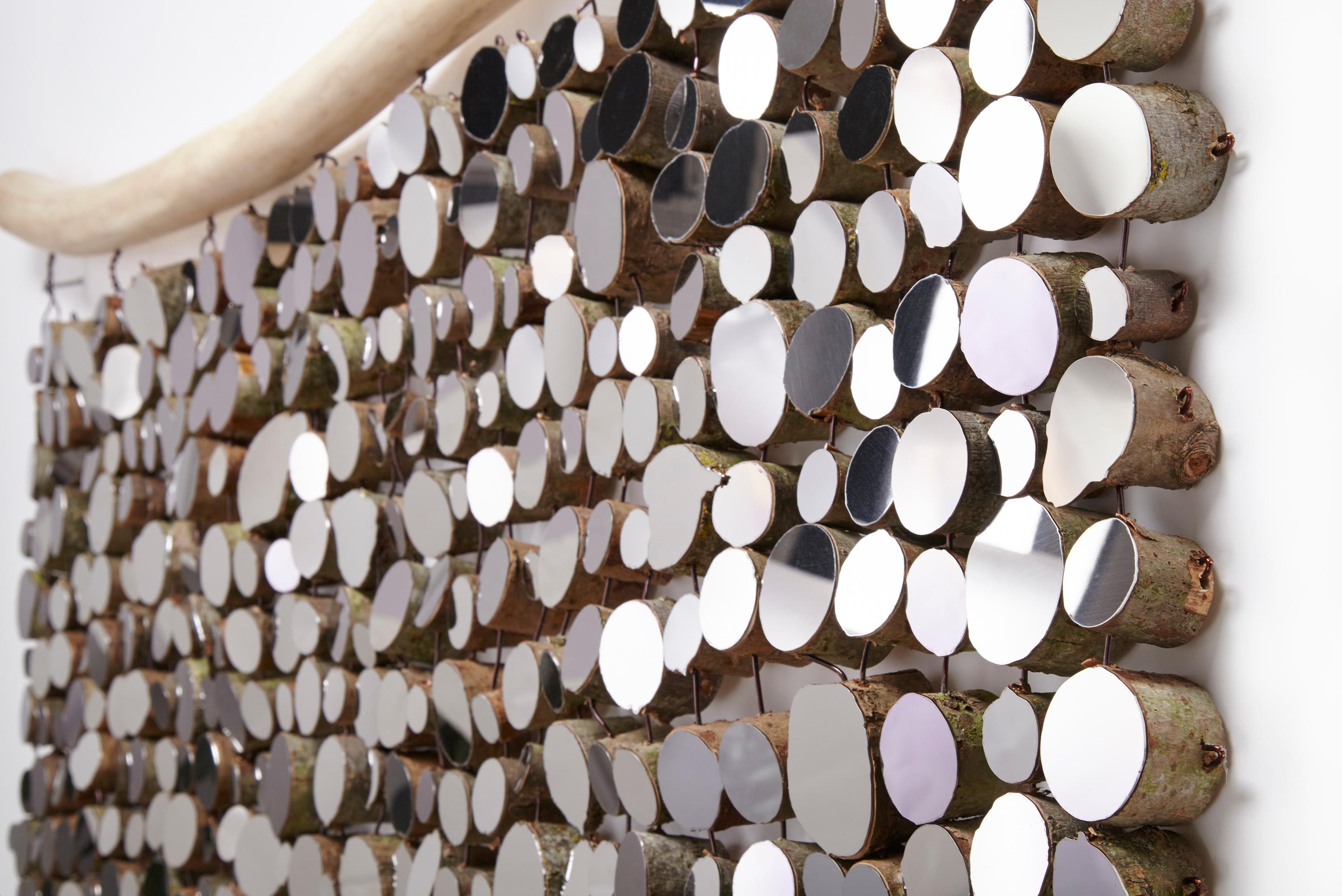 Landscape Mirror Tapestry: A Sculptural Wall Hanging of Mirrors and Fallen Wood - Contemporary Sculpture by Lee Borthwick