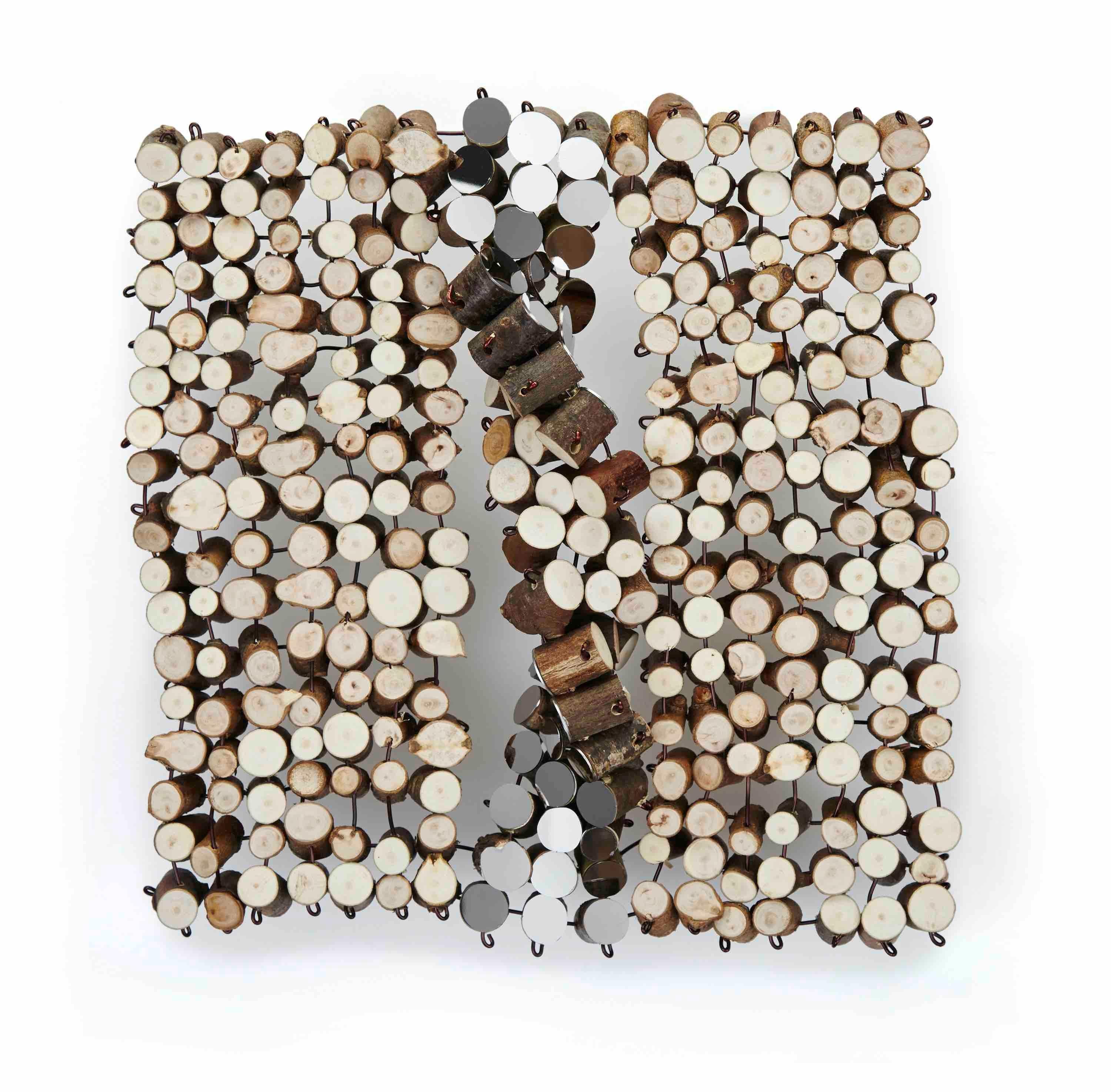 Twist Tapestry: A Sculptural Wall Hanging of Mirrors and Fallen Wood - Mixed Media Art by Lee Borthwick
