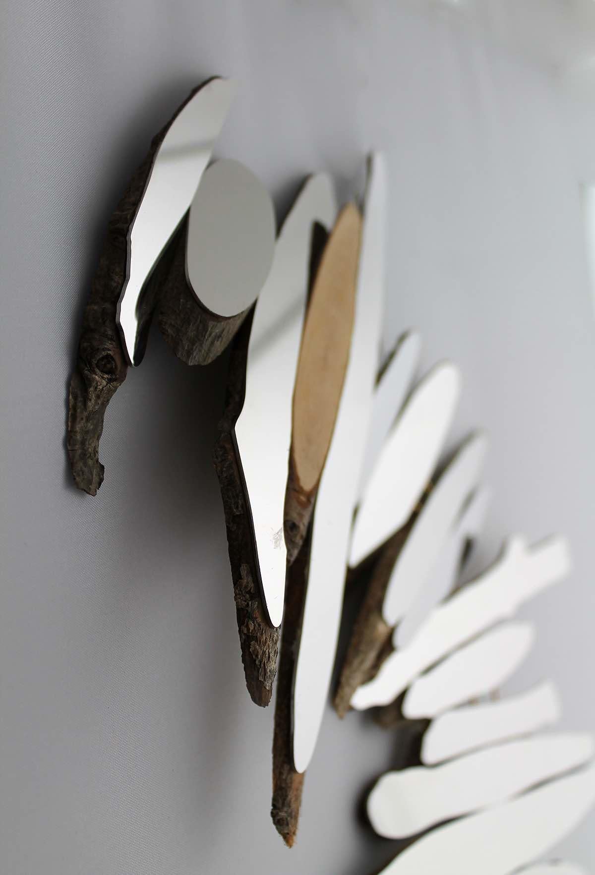 Willow Feathers: A Sculptural Wall Hanging of Mirrors and Fallen Wood - Contemporary Sculpture by Lee Borthwick