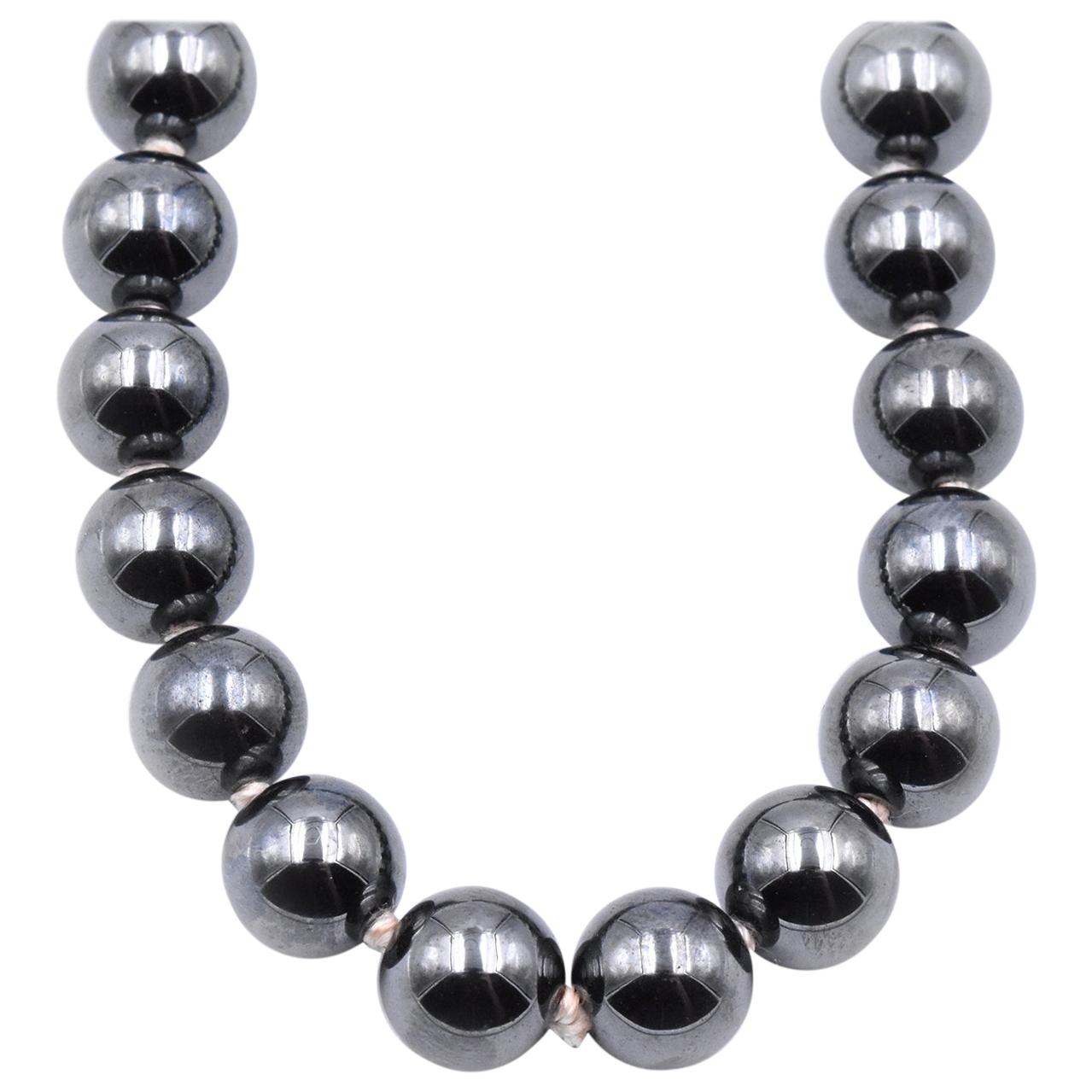 Lee Brevard 18 Karat Yellow Gold Hematite and Pearl Necklace For Sale