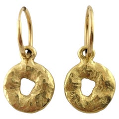 Used Lee Brevard 18K Yellow Gold Old Money Coin Charm Earrings #18151