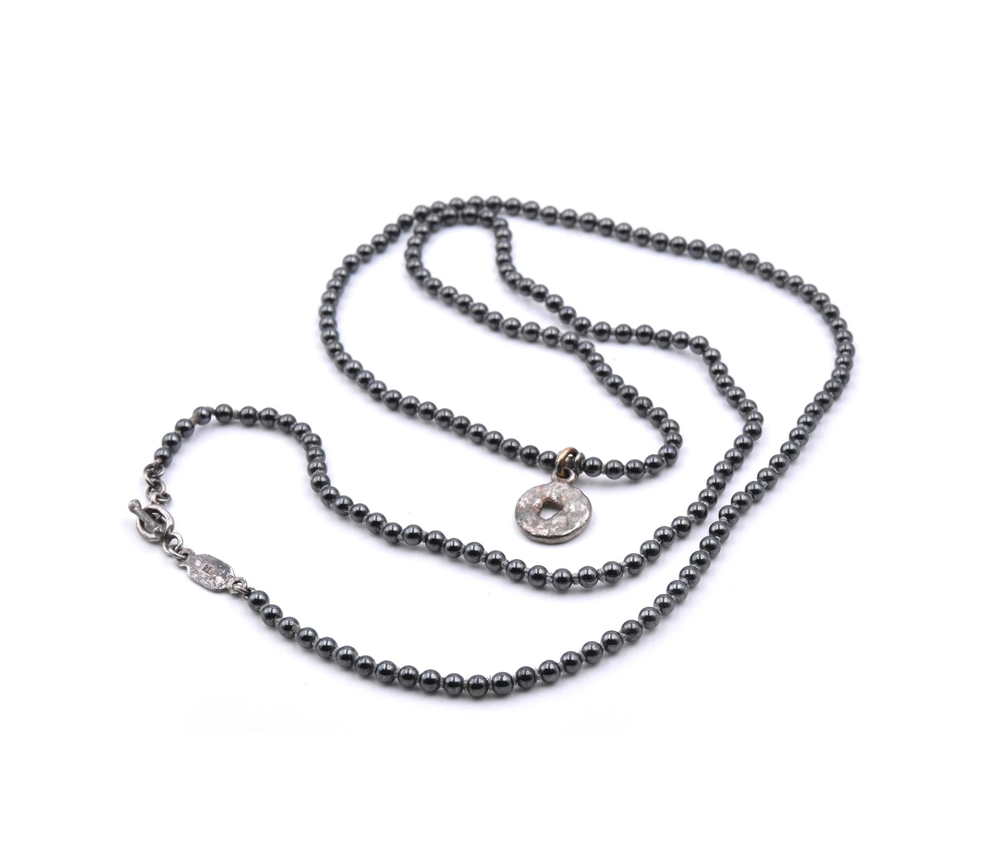 Lee Brevard Sterling Silver Hematite Necklace In Excellent Condition In Scottsdale, AZ