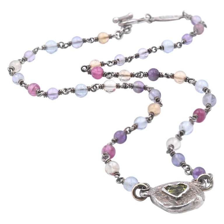 Lee Brevard Sterling Silver Multi-Gemstone and Peridot Heart Necklace at  1stDibs