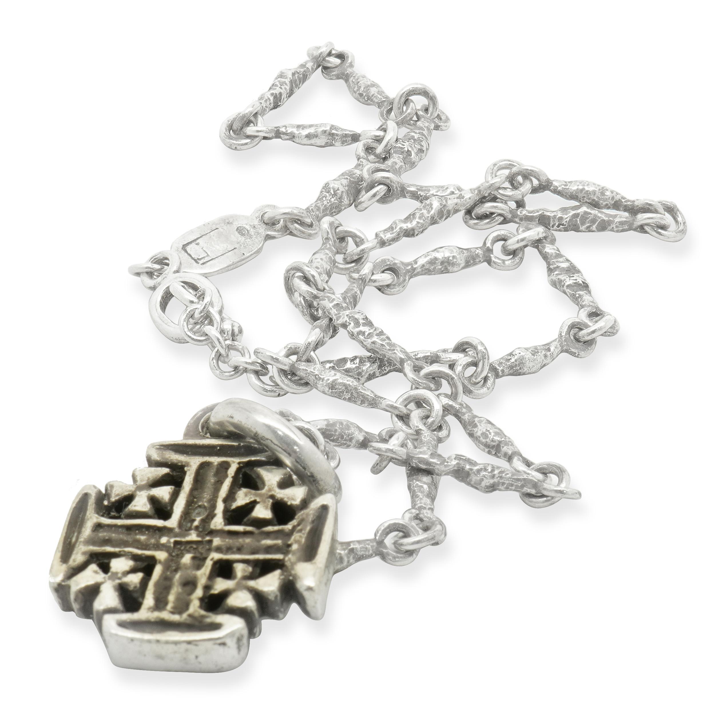 Femenino o masculino Lee Brevard Collar con dije de cruz y cadena de dinero antiguo de plata de ley en venta