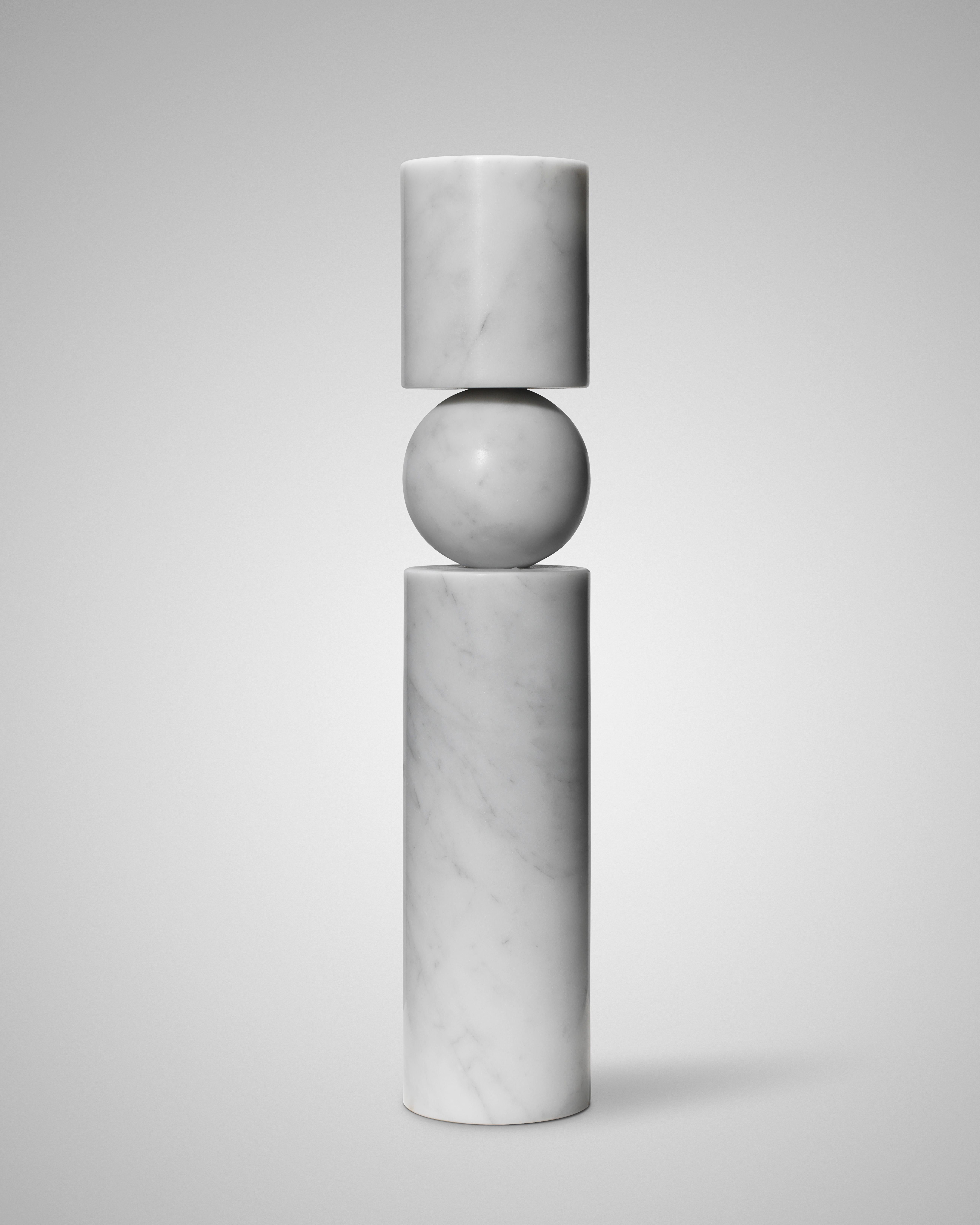Lee Broom - Fulcrum Candlestick White Marble - Large In New Condition For Sale In New York, NY