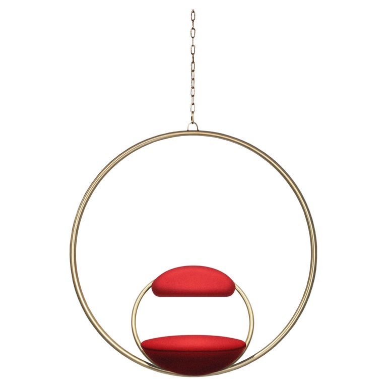 Hanging Hoop chair in brass, new