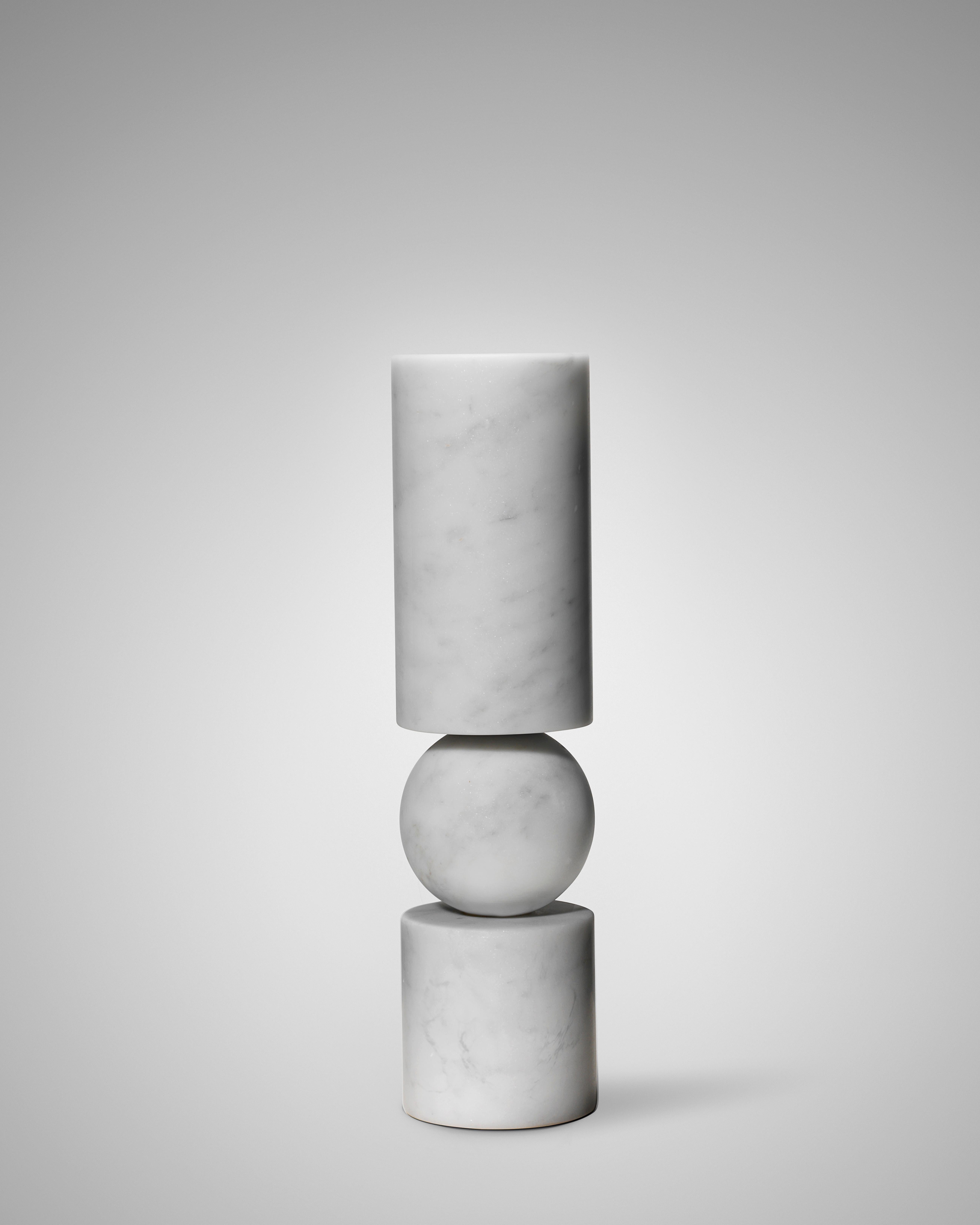 Lee Broom - Fulcrum Candlestick White Marble - Small In New Condition For Sale In New York, US