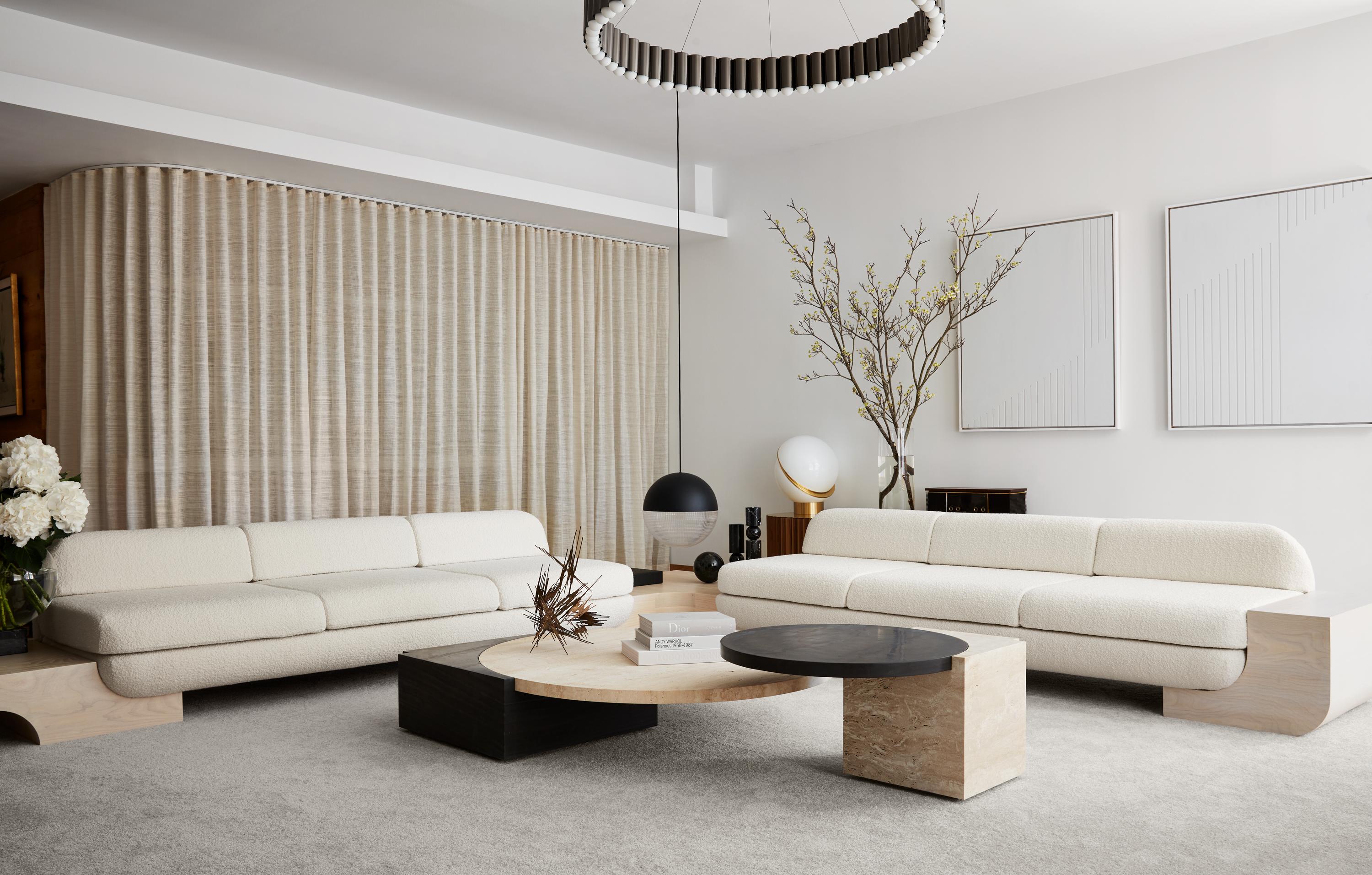 The White Street Sofa highlights Lee Broom’s long-held fascination with symmetry and seamlessness. This architectural, streamlined, modular piece can be arranged in multiple configurations and is effortlessly connected by sculpted armrests, corner