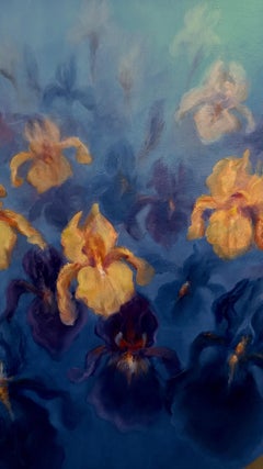 Irises - Contemporary Oil Flower Painting, 2023