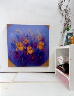 Iris - Peinture à l'huile contemporaine de fleurs, 2023