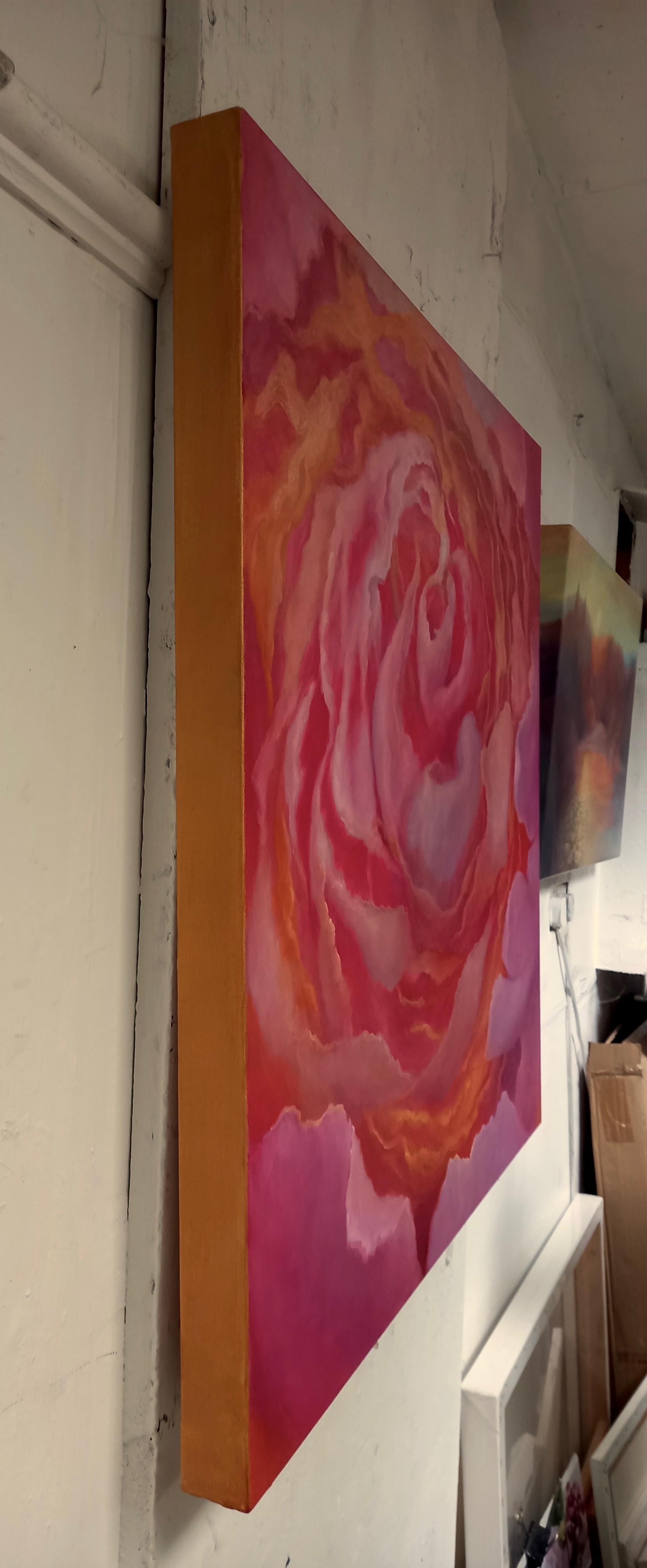 Rose Dorè, Contemporary Signed Original Pink Rose Flower Oil Painting on Canvas 6