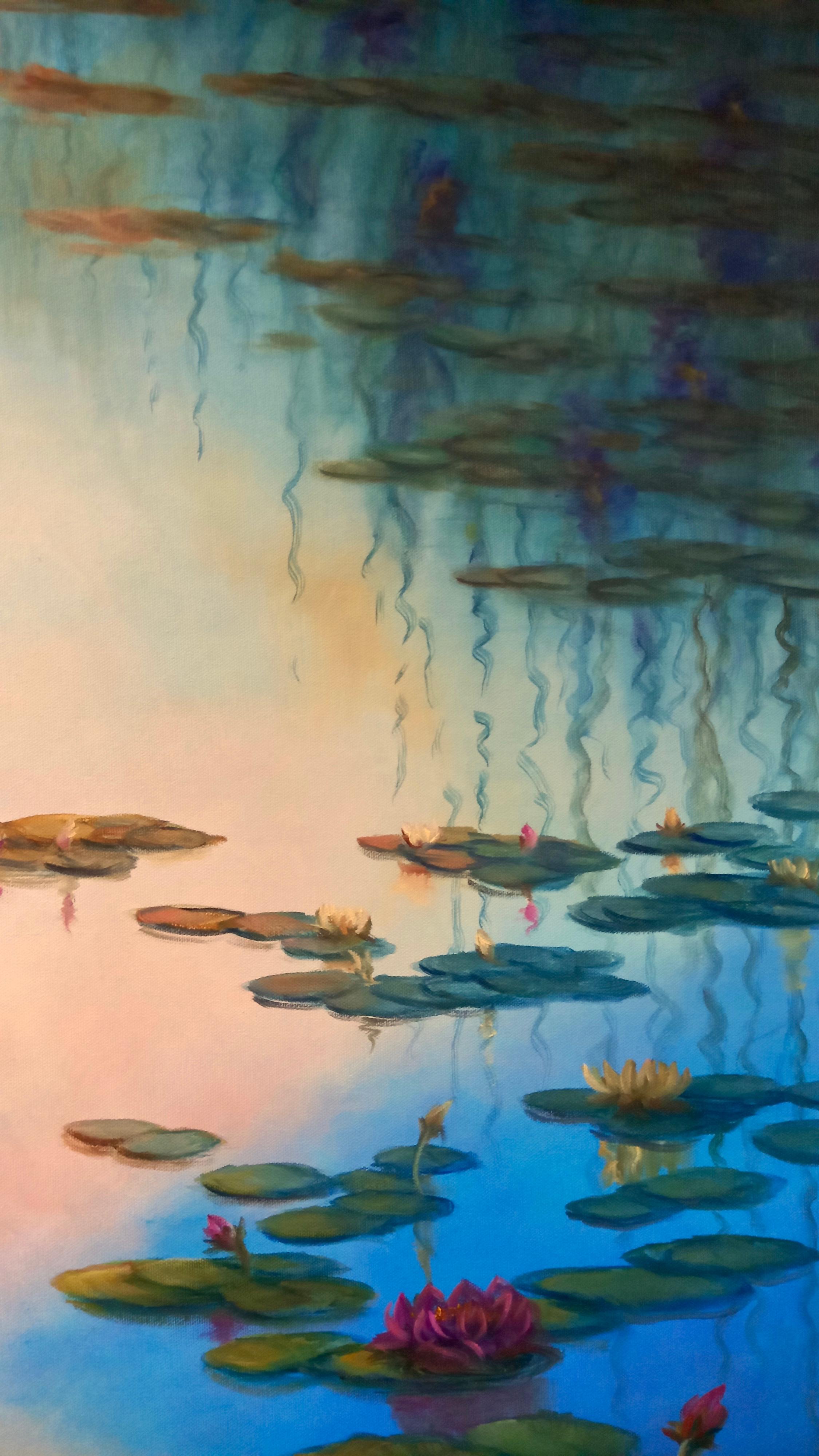 Nenúfares, pintura original postimpresionista de paisaje
39