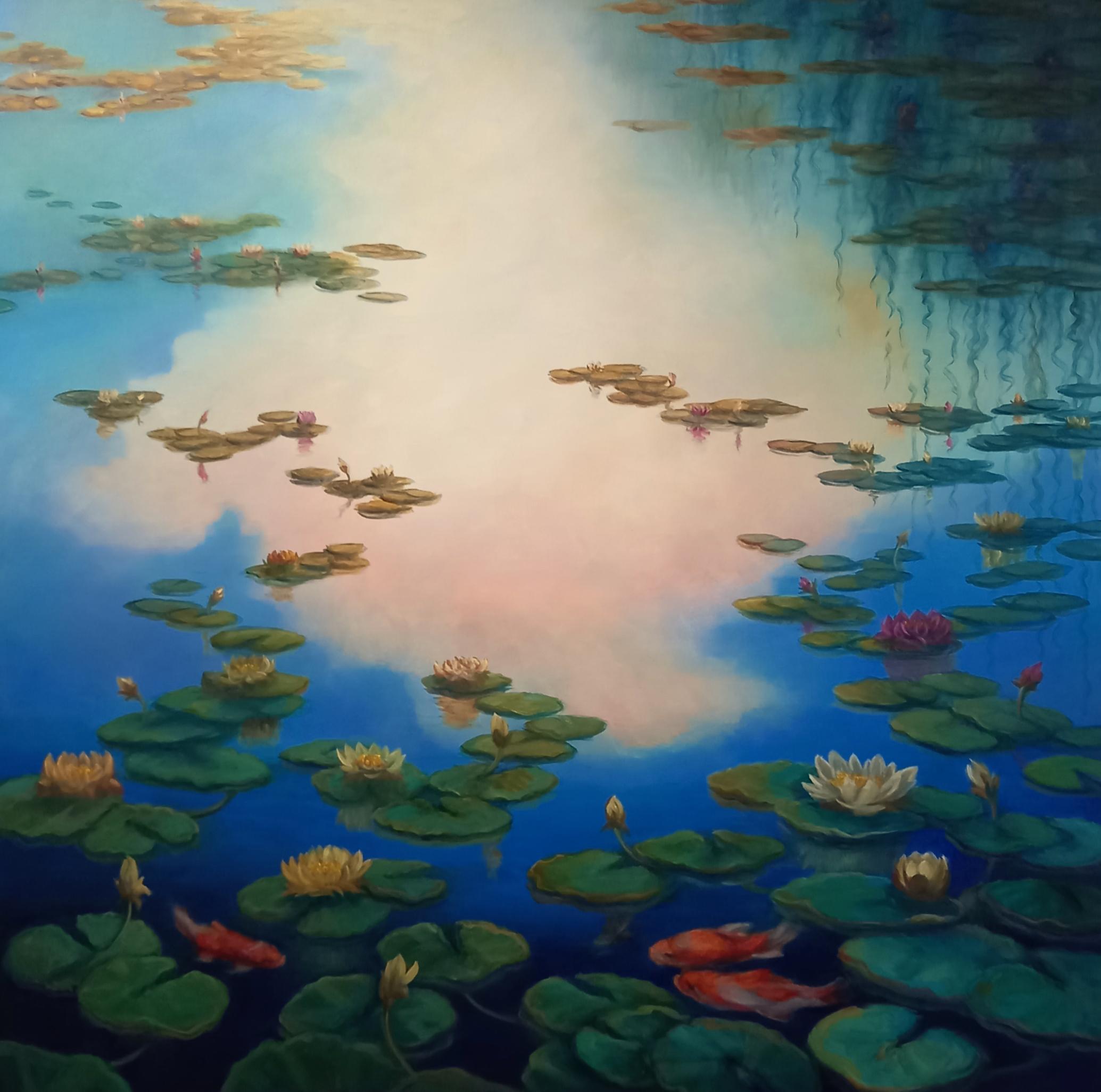 Aquarellgemälde, Original, signiertes postimpressionistisches Landschaftsgemälde auf Leinwand