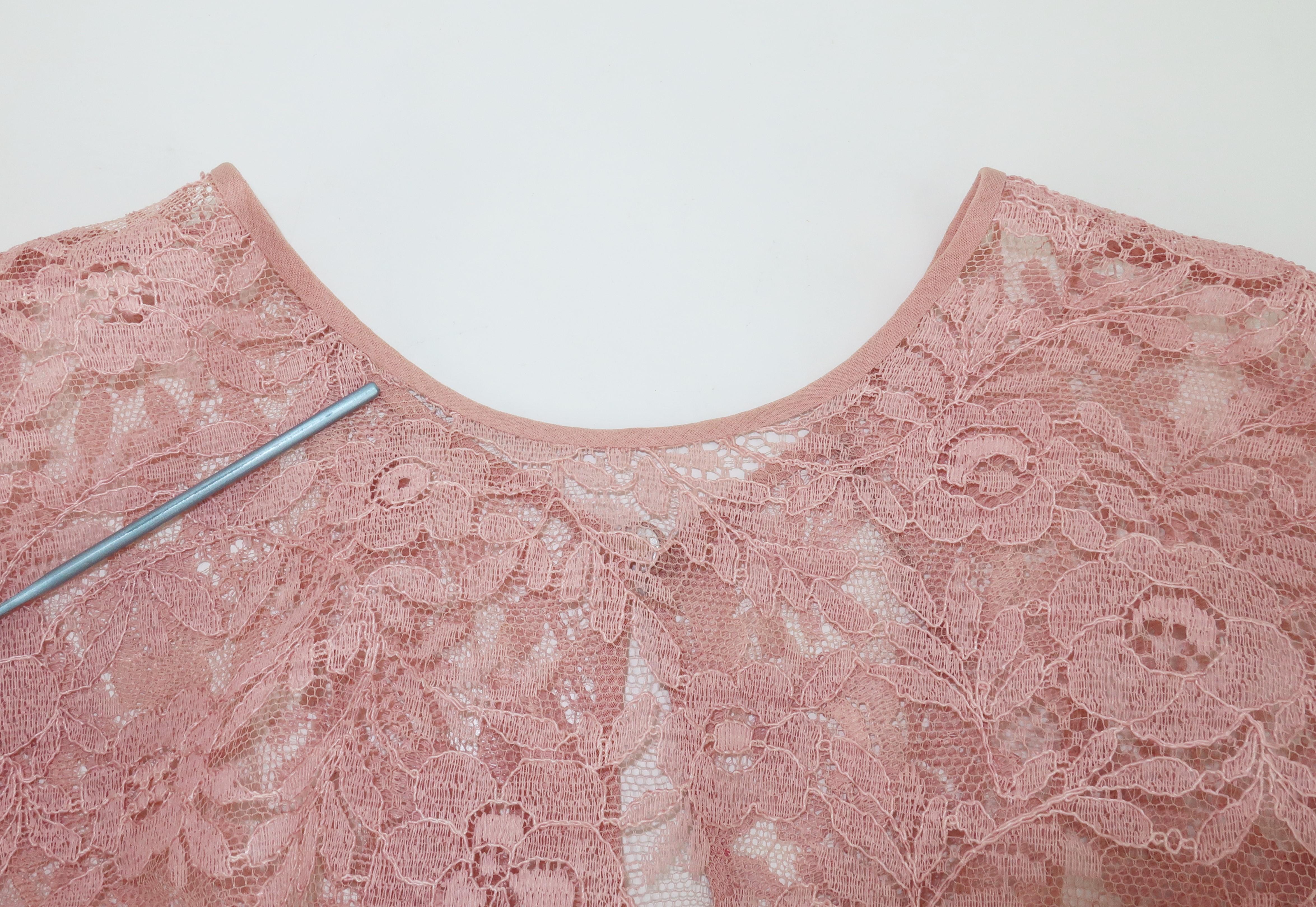 Lee Claire Pink Lace Cocktail Dress, 1950's For Sale 8