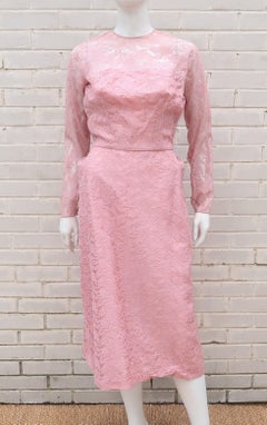 Lee Claire Pink Lace Cocktail Dress, 1950's