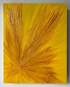 "Diarylide Azo" Contemporary Abstract Textured Yellow Panel Painting Lee Clarke