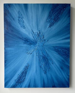"Indanthrone" Blue Contemporary Abstract Textured Canvas Painting Lee Clarke