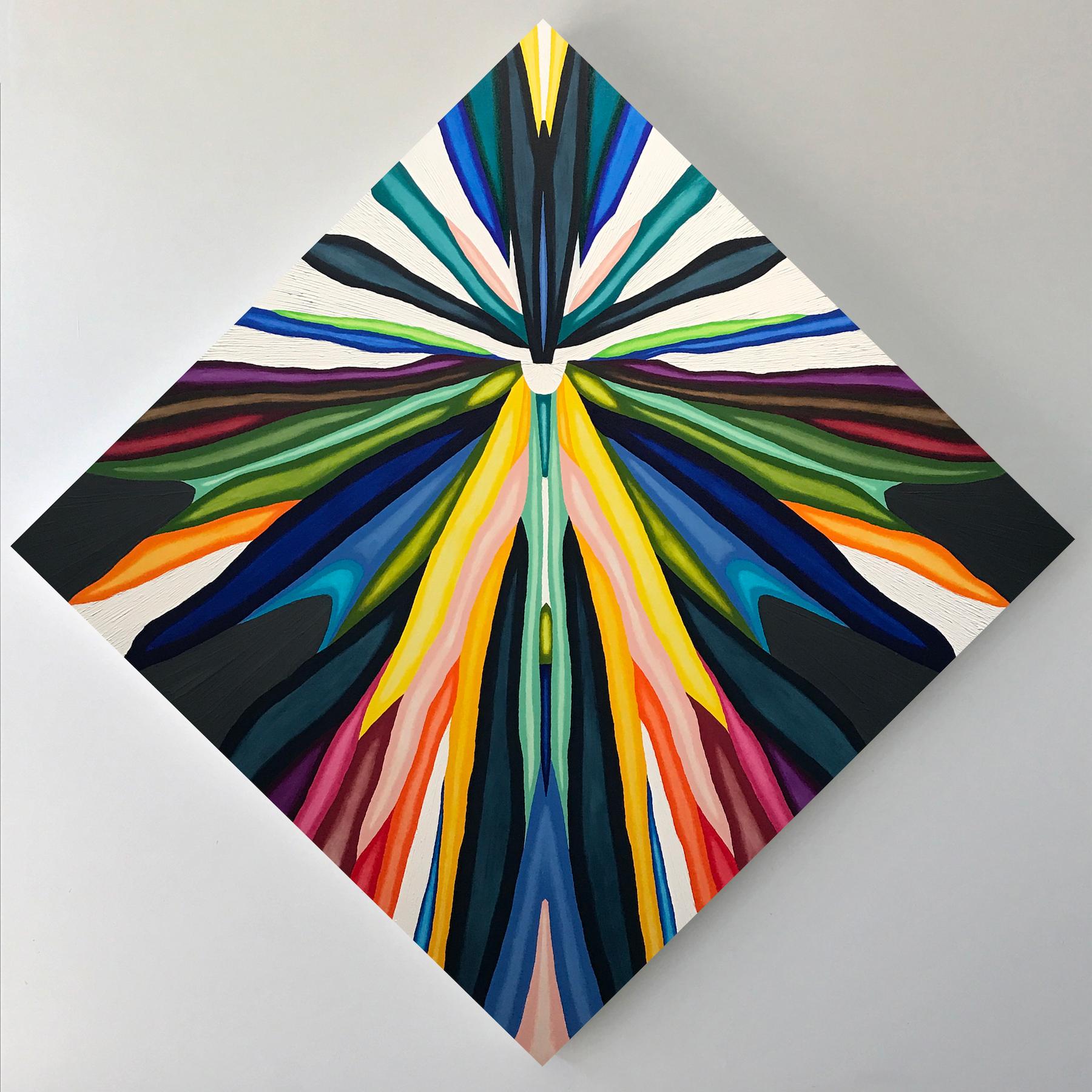 "Mantes" Large Colorful Diamond Contemporary Abstract Painting on Canvas - Art by Lee Clarke