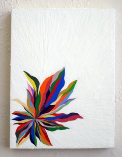 "Starwheel" Contemporary Abstract Colorful White Texture Painting Lee Clarke