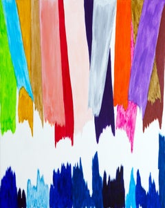"The Fairy Tale" Vibrant Vertical Lines Contemporary Abstract Canvas Painting