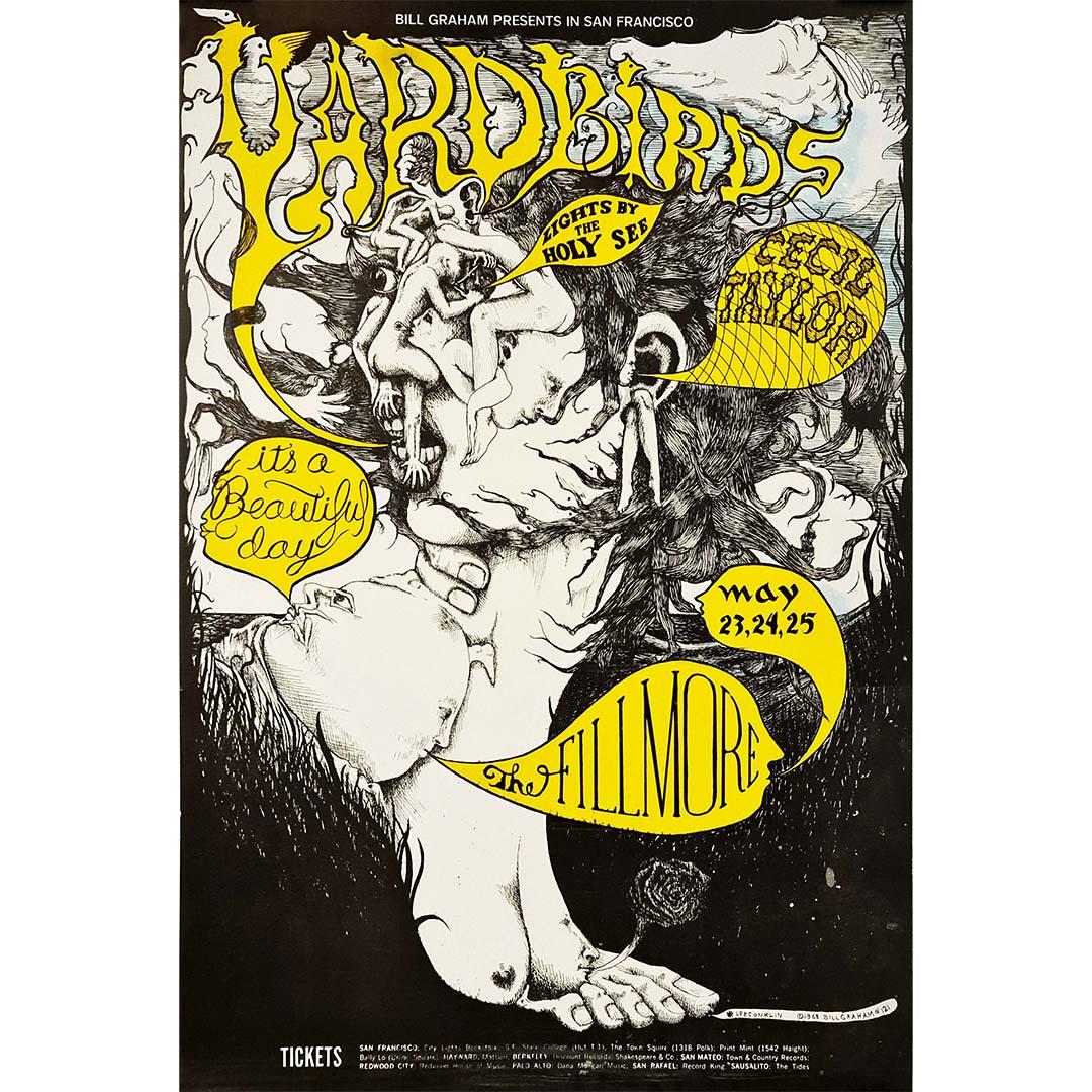 1968 Psychedelic poster for the Yardbirds, It’s a beautiful day and Cecil Taylor - Print by Lee Conklin