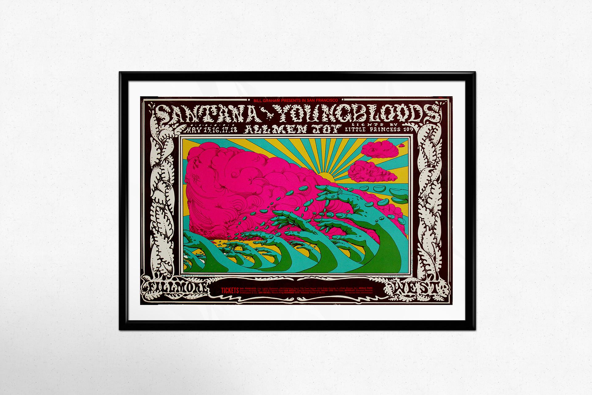 1969 poster psychédélique de Lee Conklin - Santana & Youngbloods all men joy en vente 1