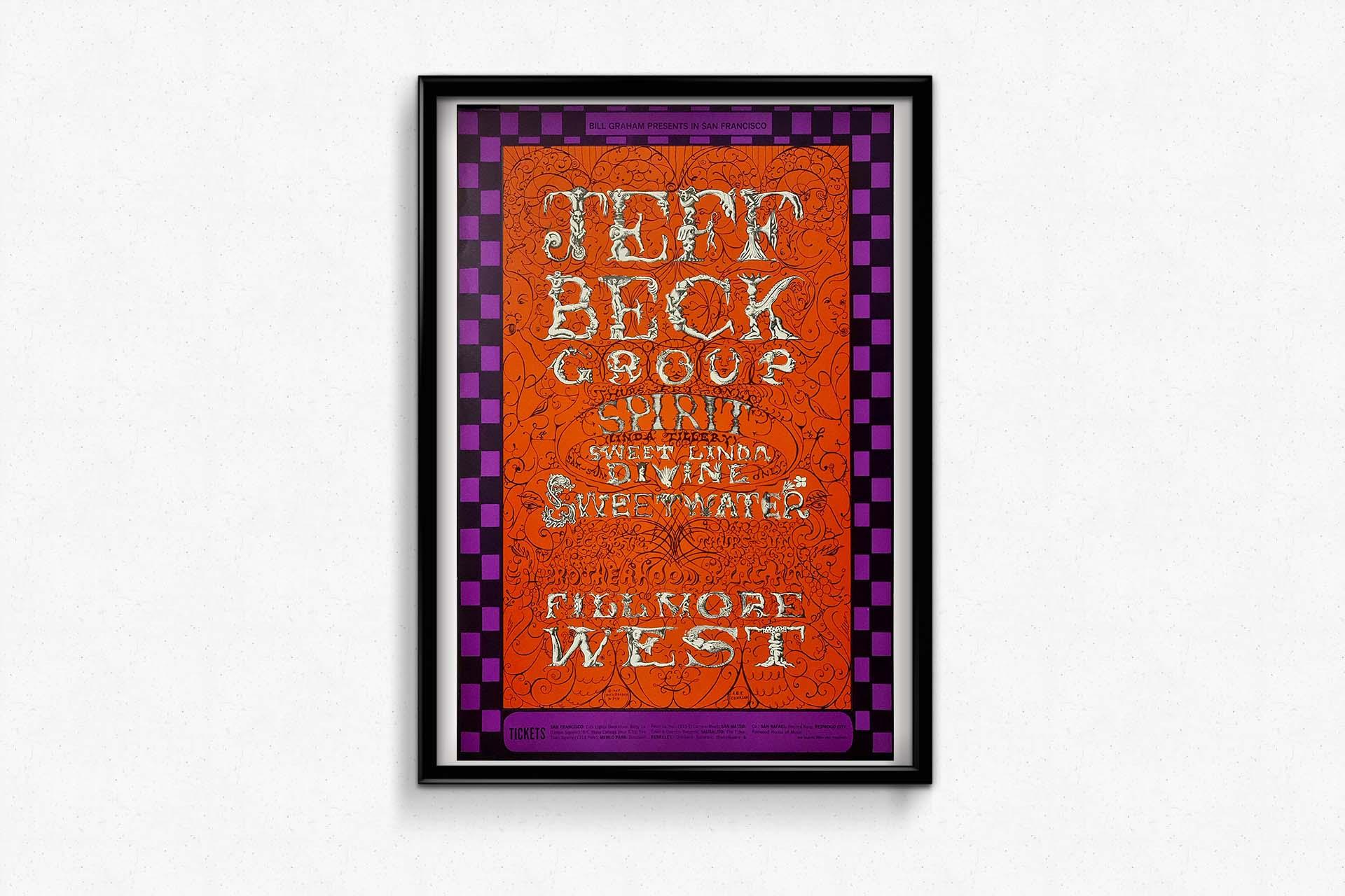 Affiche psychédélique de 1968 pour le groupe Jeff Beck en vente 2