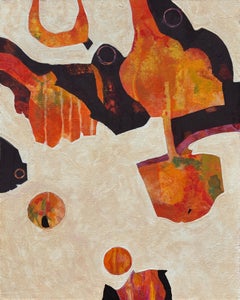 "Ascendencia" - Pintura acrílica expresionista abstracta en naranja y negro