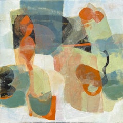 "Road to the Valley" - Abstract Acrylic Painting in Orange, Blue, and Cool Tones