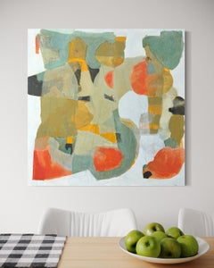 "Ballo di fine anno" - Pittura astratta contemporanea dai toni pastello e terra - 36 x 36