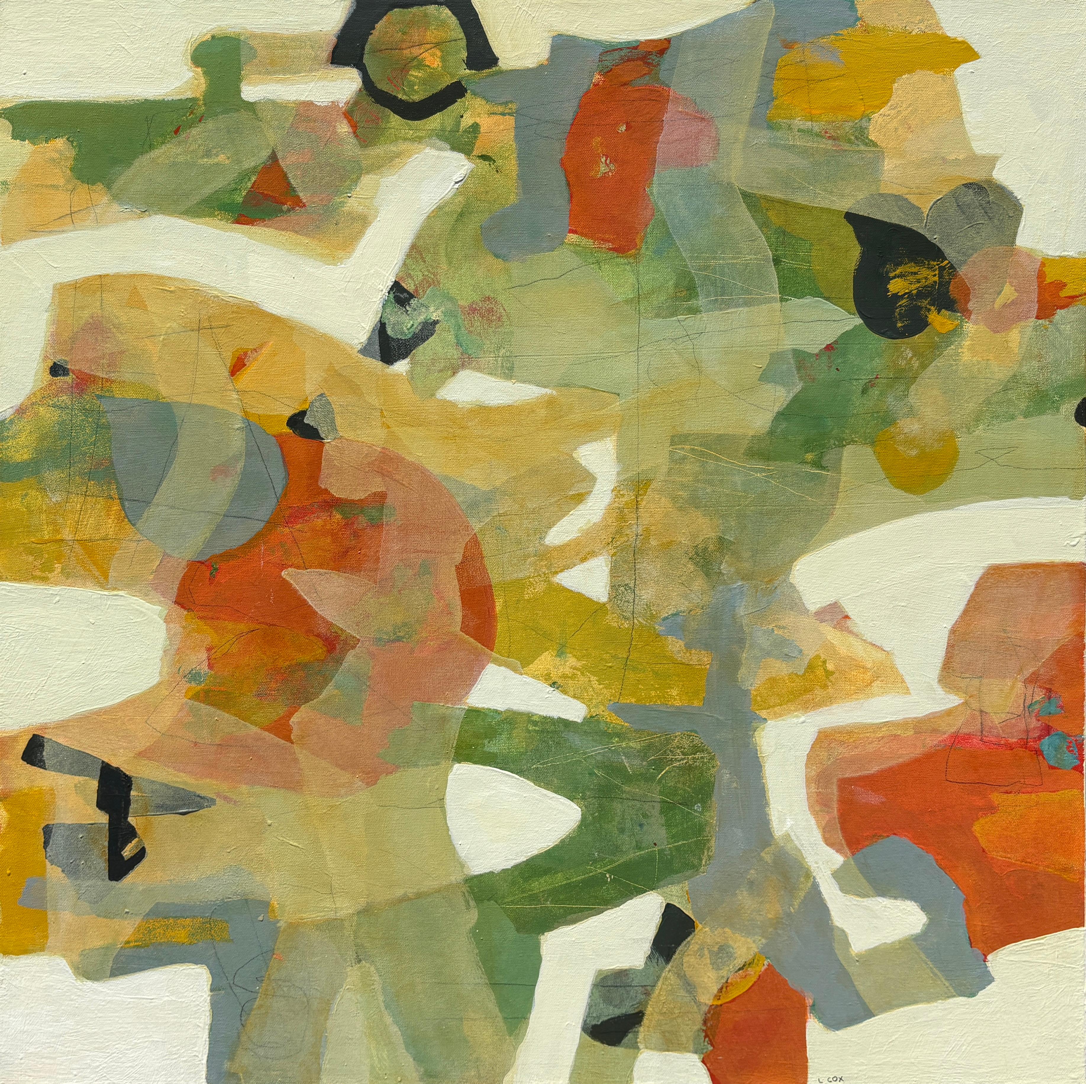 "Spring Stroll" - Contemporary Abstract Expressionist in Orange and Earth Tones