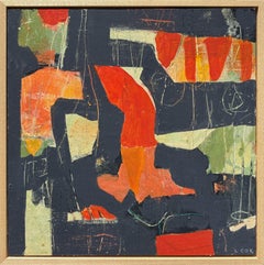 "El circo llega a la ciudad" - Arte abstracto contemporáneo en acrílico negro y naranja