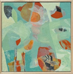 "Tidepool" - Serene Abstract Painting on Wood Panel - Blue Palette with Orange