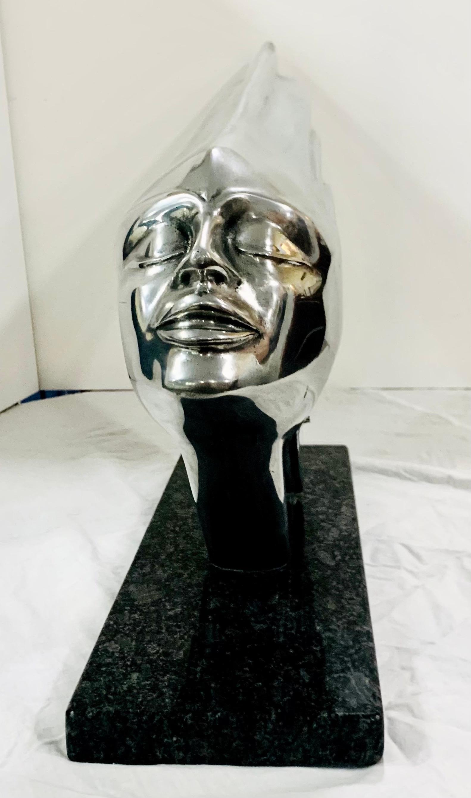 Lee Duran Modern Art Deco Siren Sculpture Chrome Goddess Series #2 of 5 Made For Sale 2