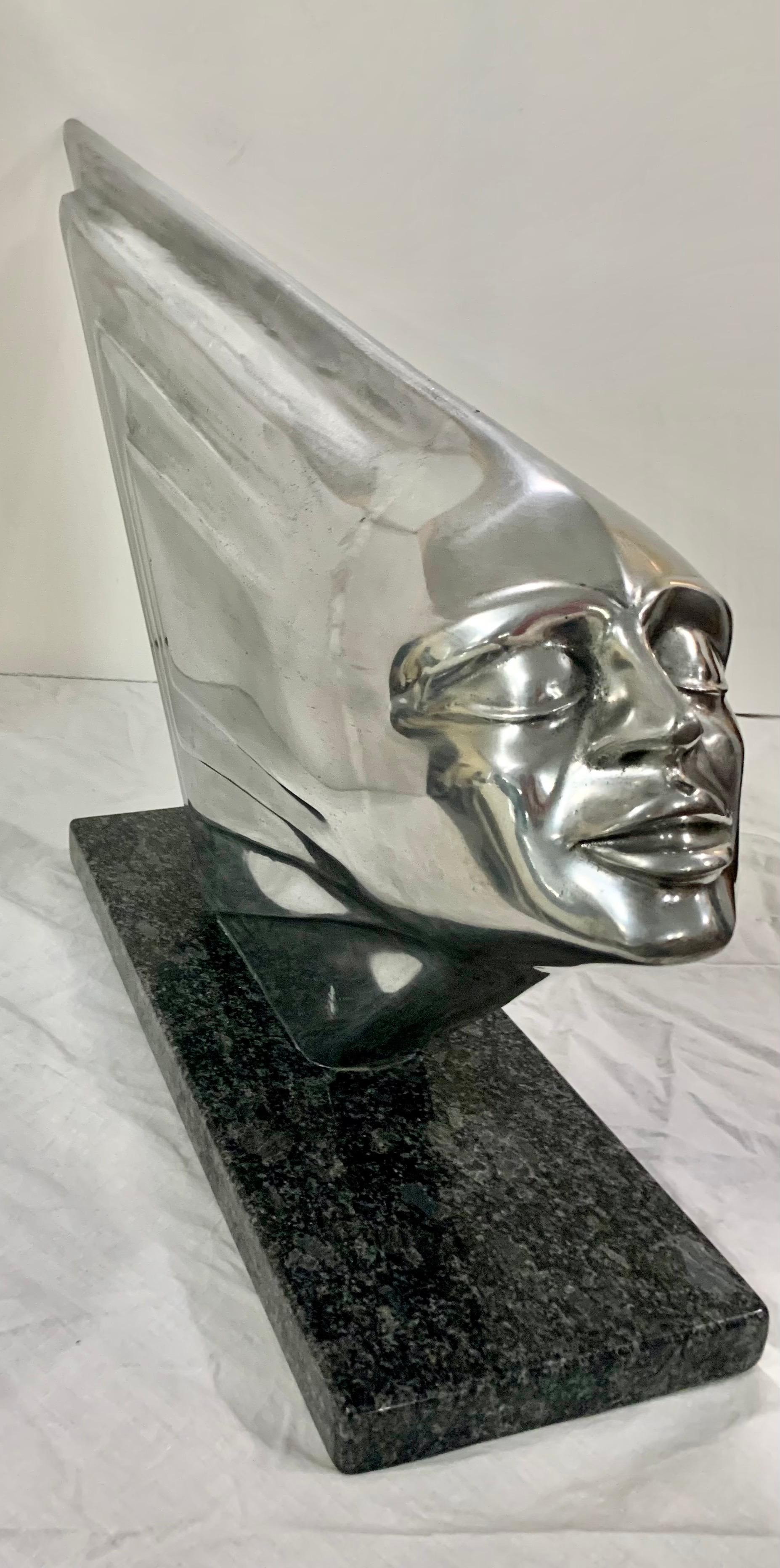 Lee Duran Modern Art Deco Siren Sculpture Chrome Goddess Series #2 of 5 Made For Sale 4