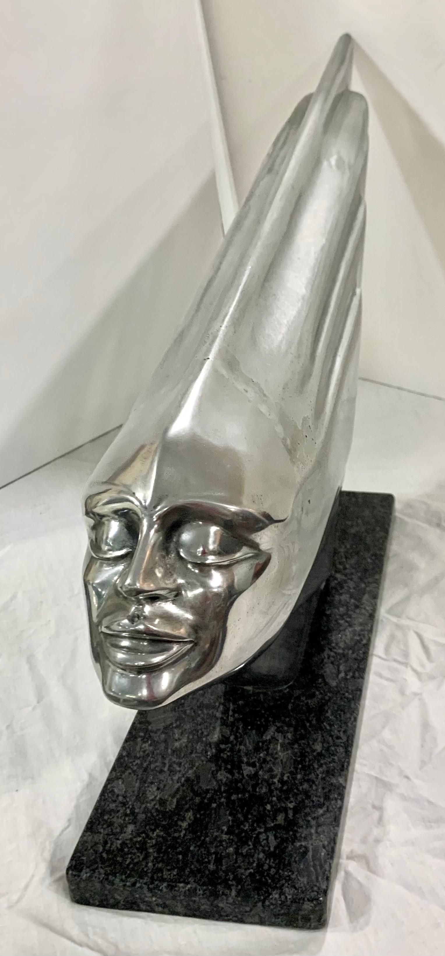 Lee Duran Modern Art Deco Siren Sculpture Chrome Goddess Series #2 of 5 Made For Sale 5