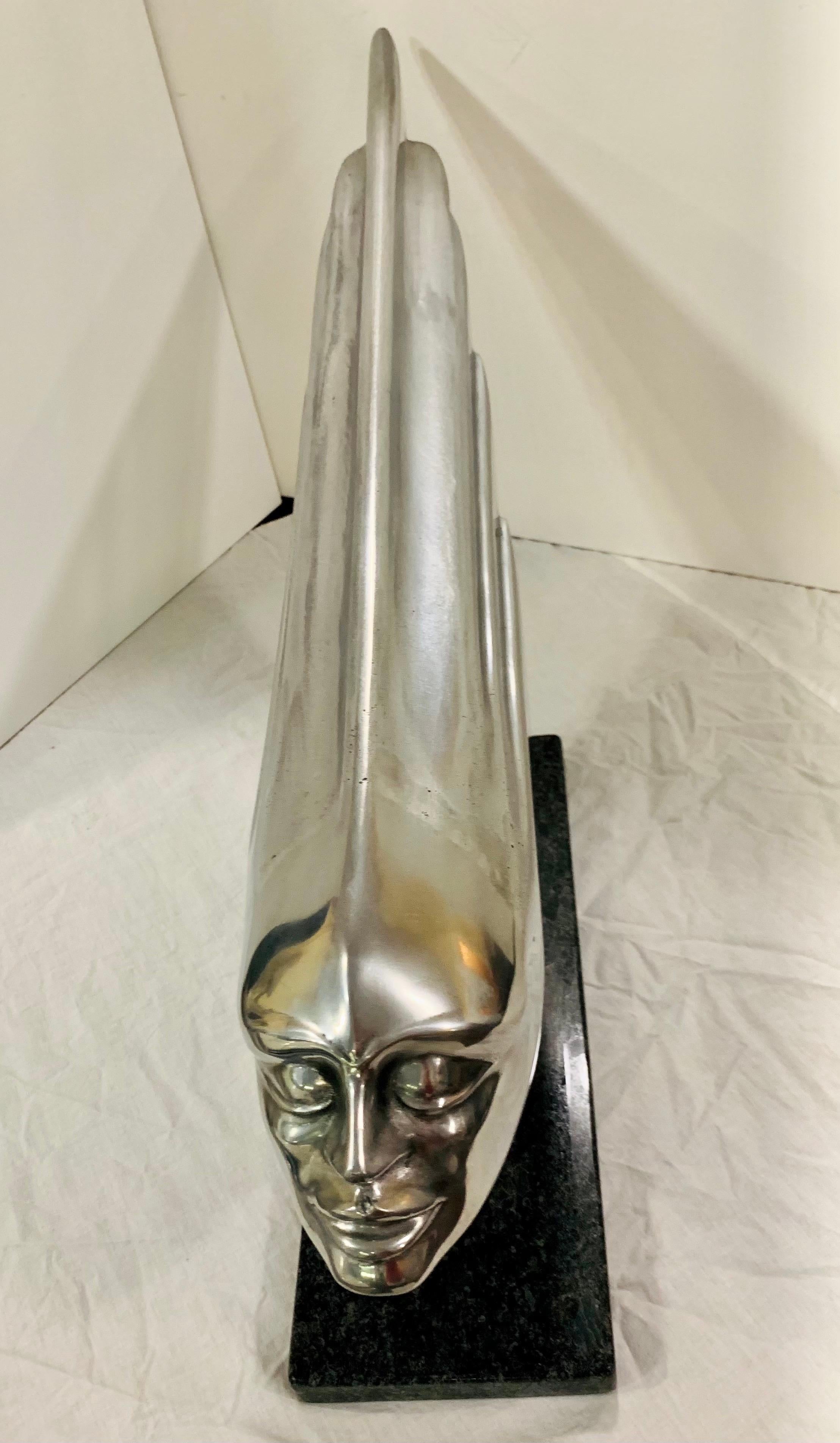 Lee Duran Modern Art Deco Siren Sculpture Chrome Goddess Series #2 of 5 Made For Sale 9