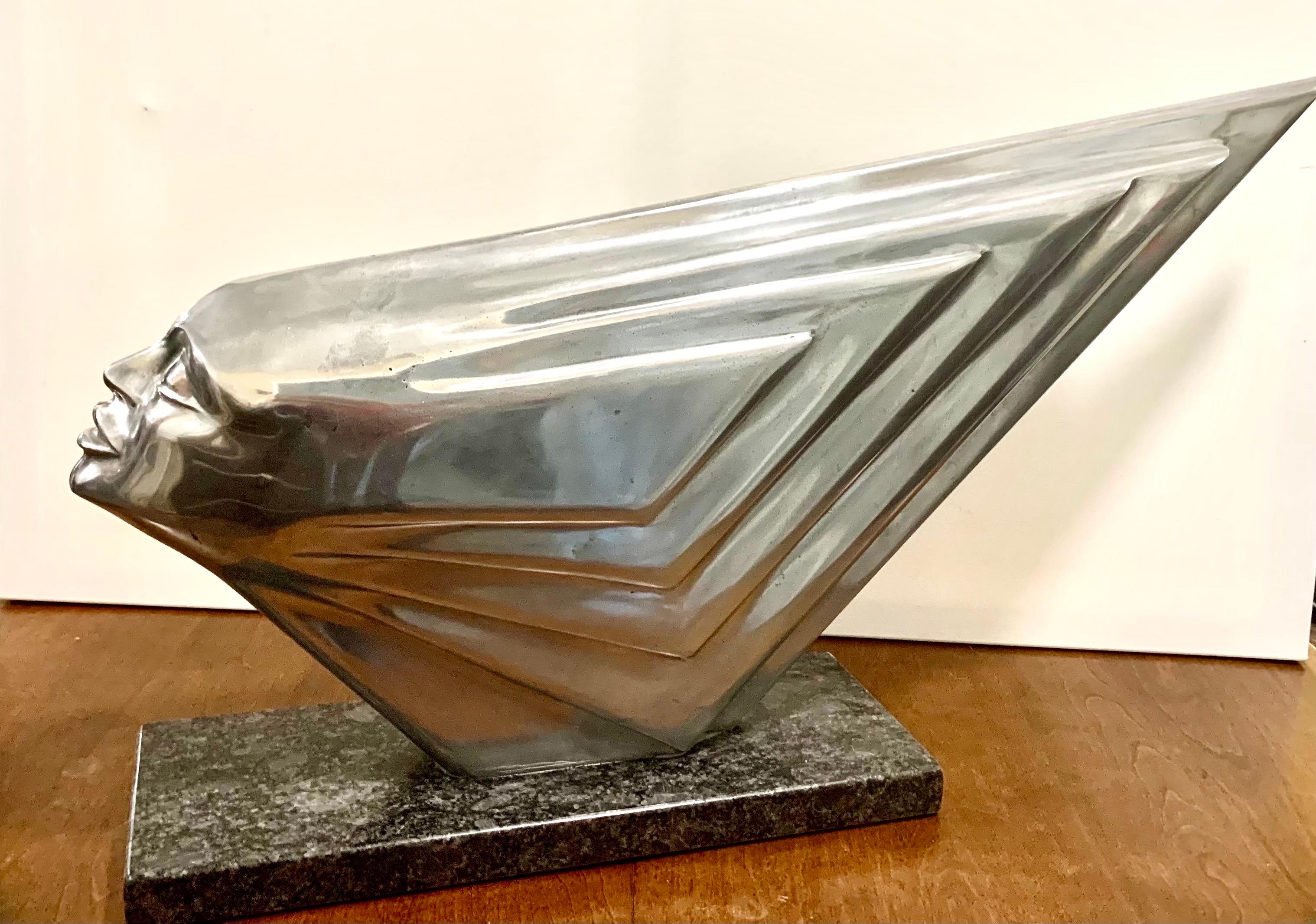 Sculpture Siren Art Déco moderne de déesse chromée de Lee Duran n° 2 sur 5 fabriquée Bon état - En vente à West Hartford, CT