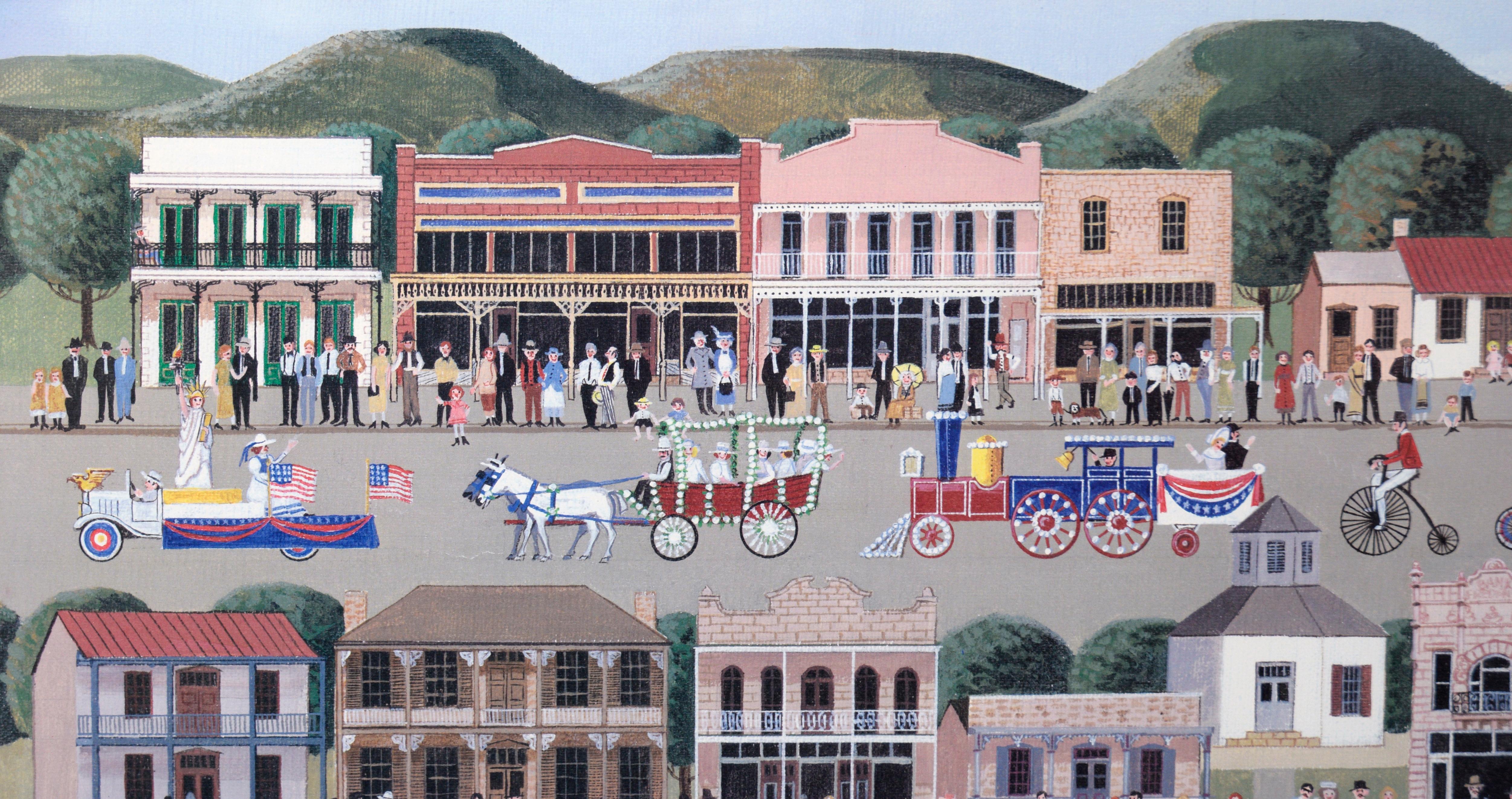 Town Parade - Folk Landscape #124/300 - American Realist Print by Lee Ethel