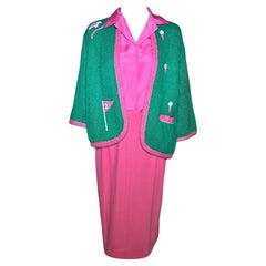 Conjunto de golf de 3 piezas de Lee Herman con jersey de punto, años 50